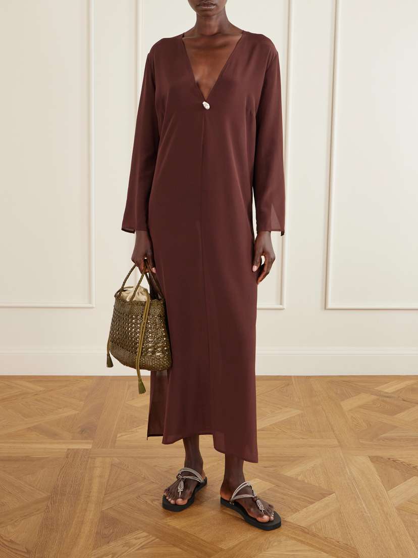 SARA CRISTINA Pearl-embellished Silk-chiffon Kaftan | Thumbnail 2 SARA CRISTINA Pearl-embellished Silk-chiffon Kaftan | Thumbnail 2