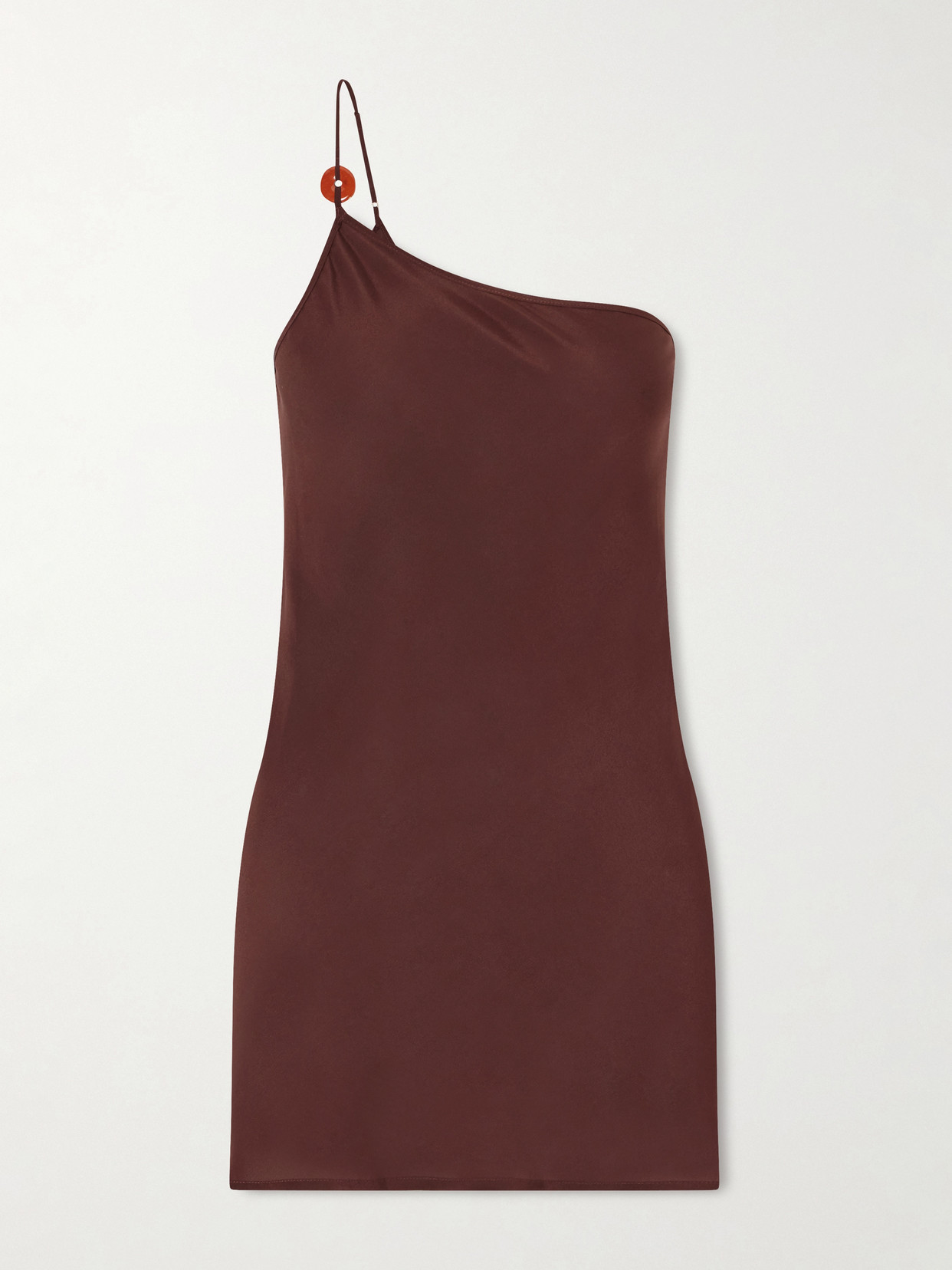 Sara Cristina Embellished Silk-crepe Mini Dress In Brown