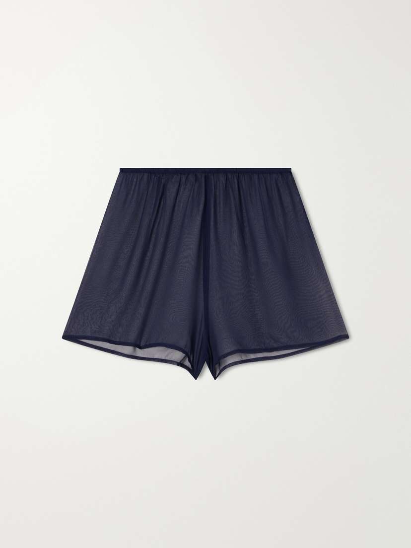 SARA CRISTINA Playa Pearl-embellished Silk-chiffon Shorts
