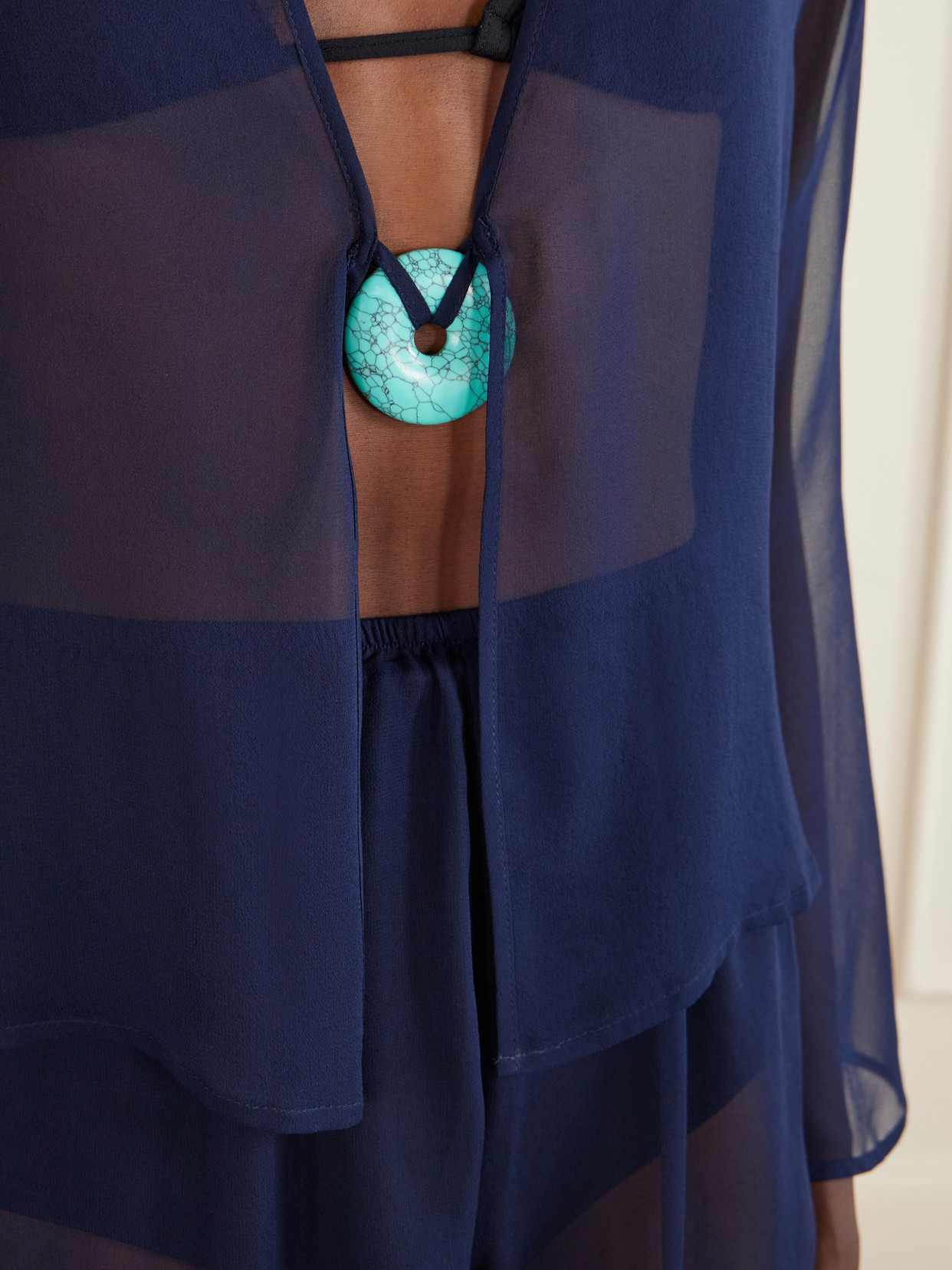 Nerea Pearl-Embellished Silk-Chiffon Blouse