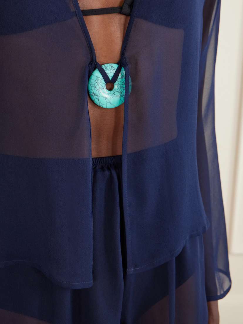 SARA CRISTINA Nerea Pearl-embellished Silk-chiffon Blouse | Thumbnail 5 SARA CRISTINA Nerea Pearl-embellished Silk-chiffon Blouse | Thumbnail 5