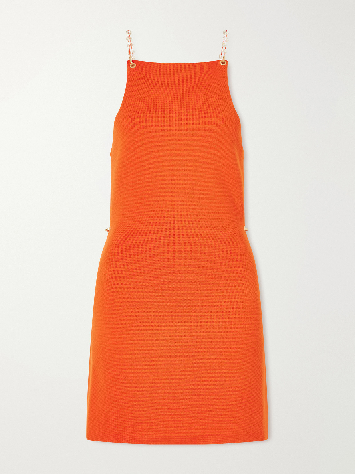Cult Gaia Melba Open-back Embellished Knitted Mini Dress In Orange