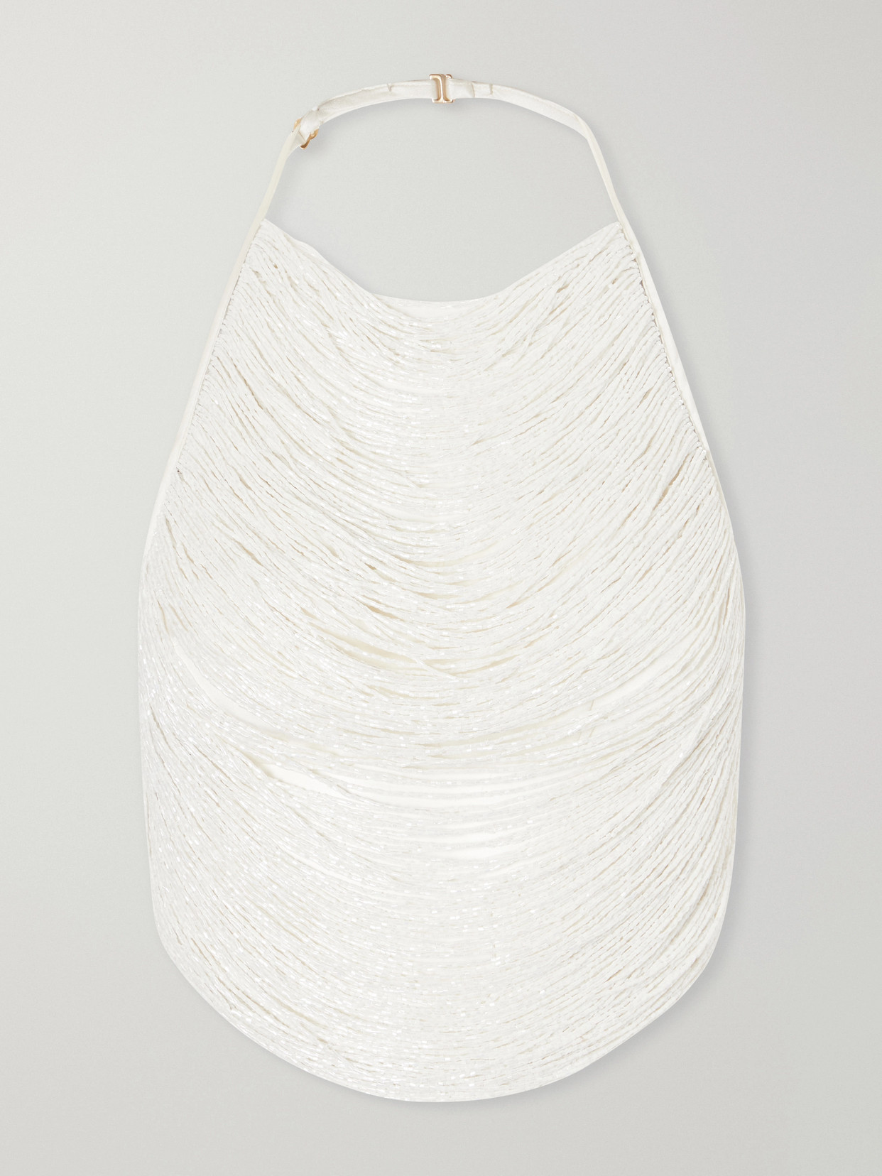 Cult Gaia Tanner Bead-embellished Silk-blend Satin Tank In White