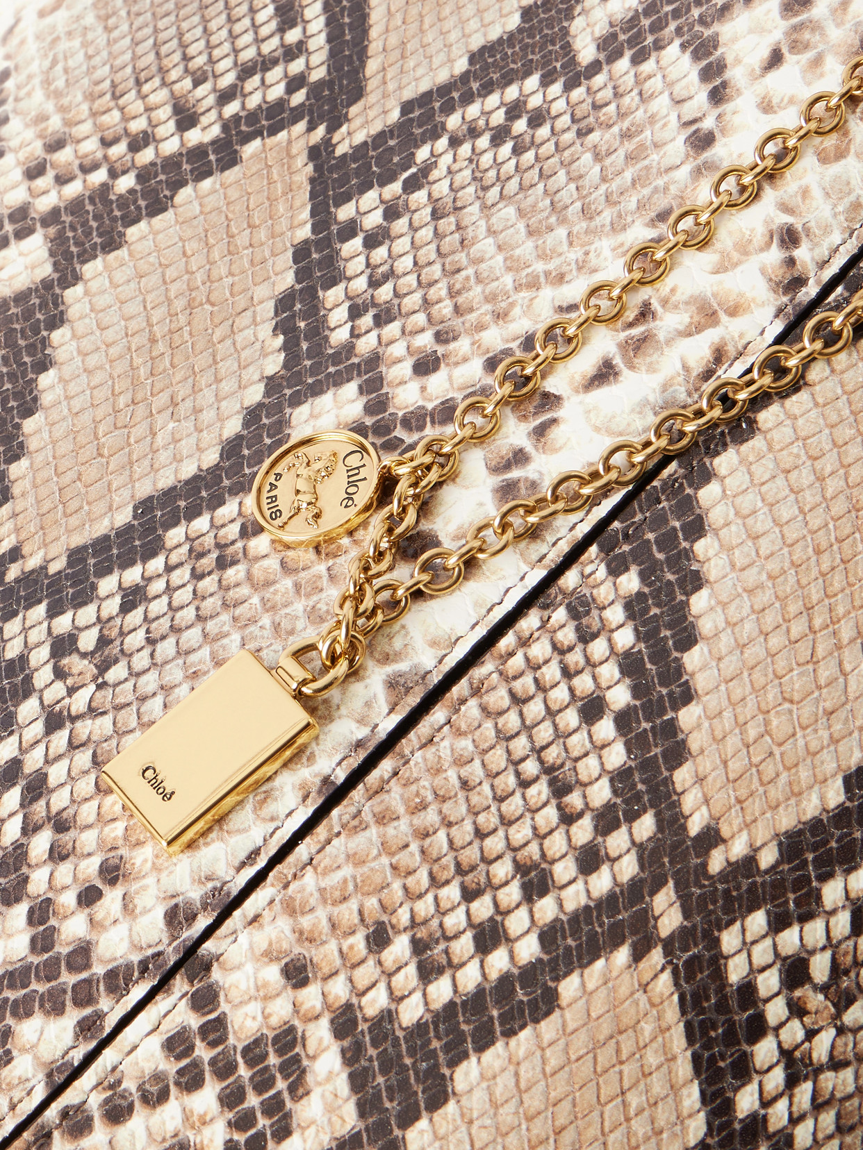 Chloé - Spin Embellished Snake-Effect Tote Bag