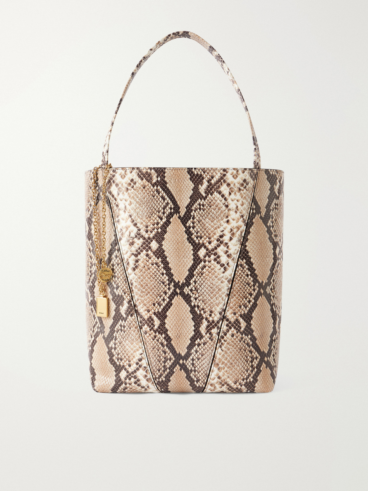 Chloé - Spin Embellished Snake-effect Leather Tote Bag - Animal Print