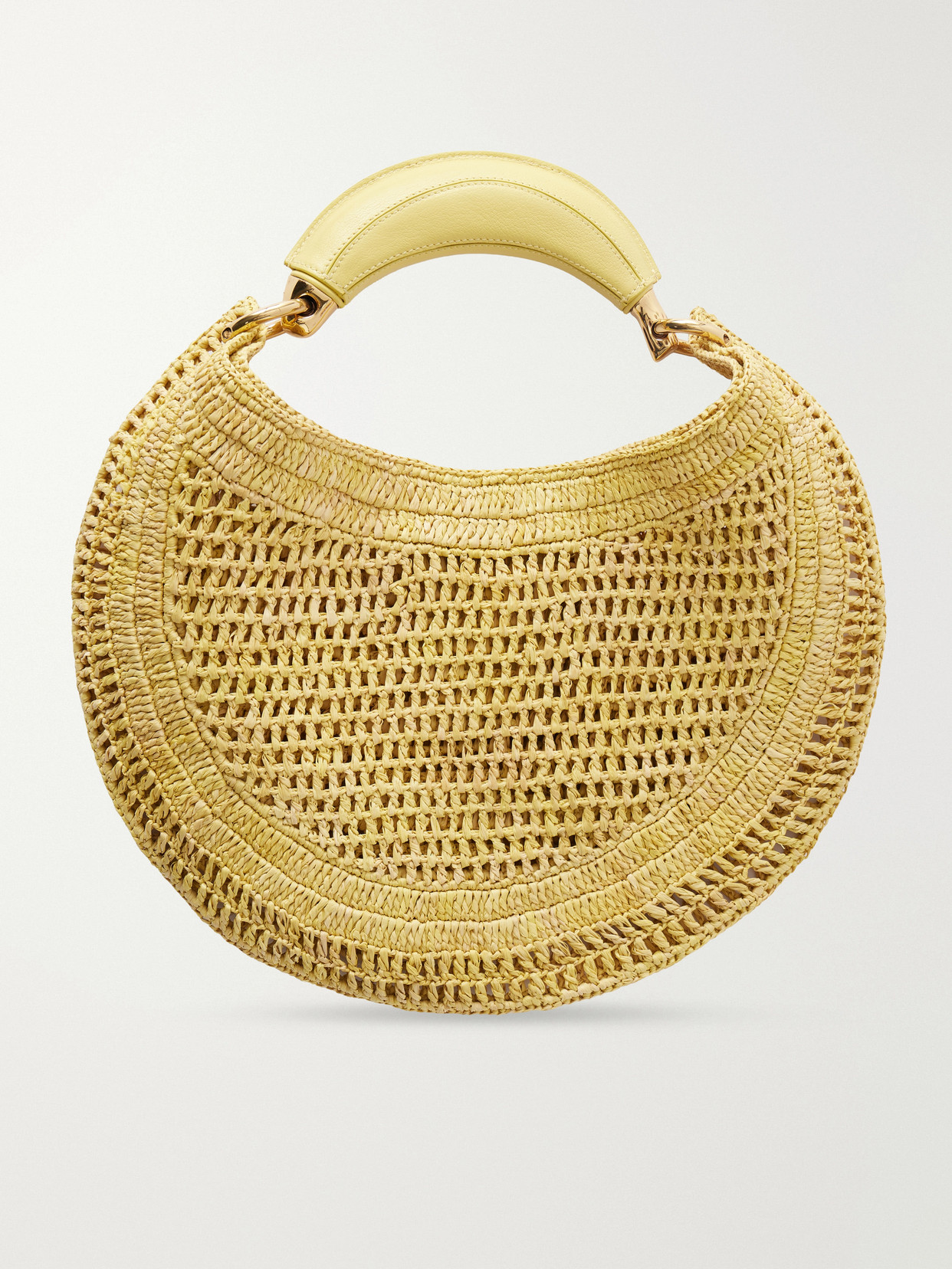 Chloé - Summer Banana Leather-Trimmed Embroidered Raffia Tote
