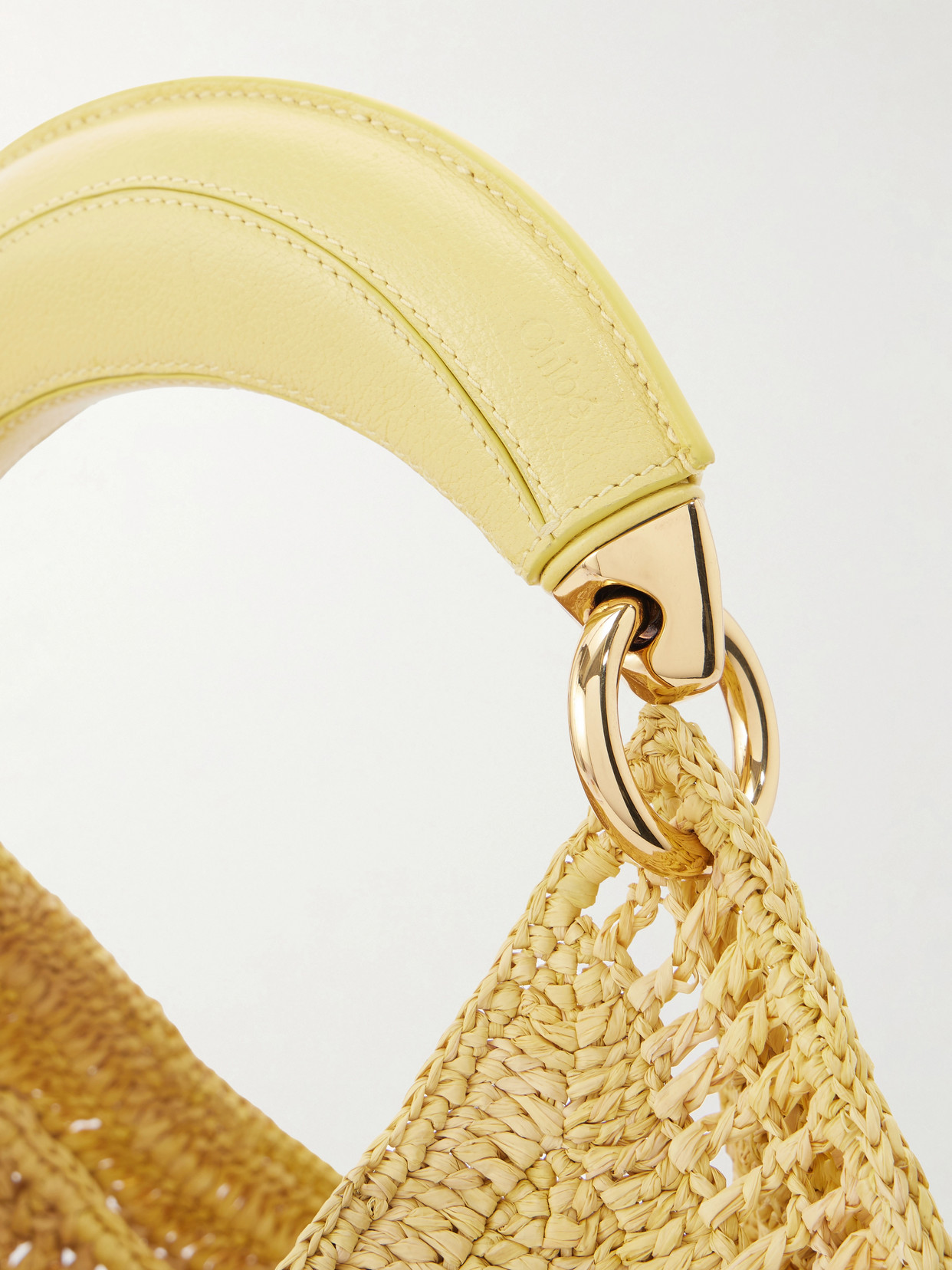 Chloé - Summer Banana Leather-Trimmed Embroidered Raffia Tote