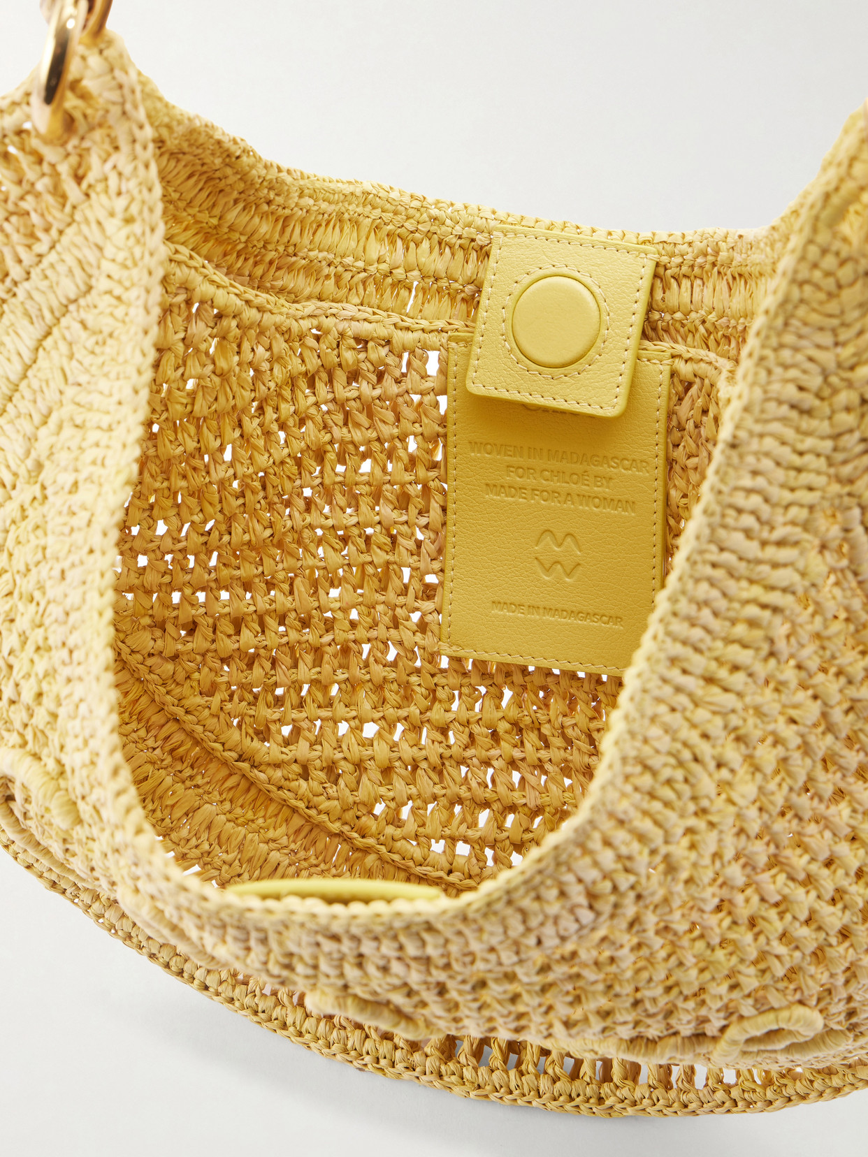 Chloé - Summer Banana Leather-Trimmed Embroidered Raffia Tote