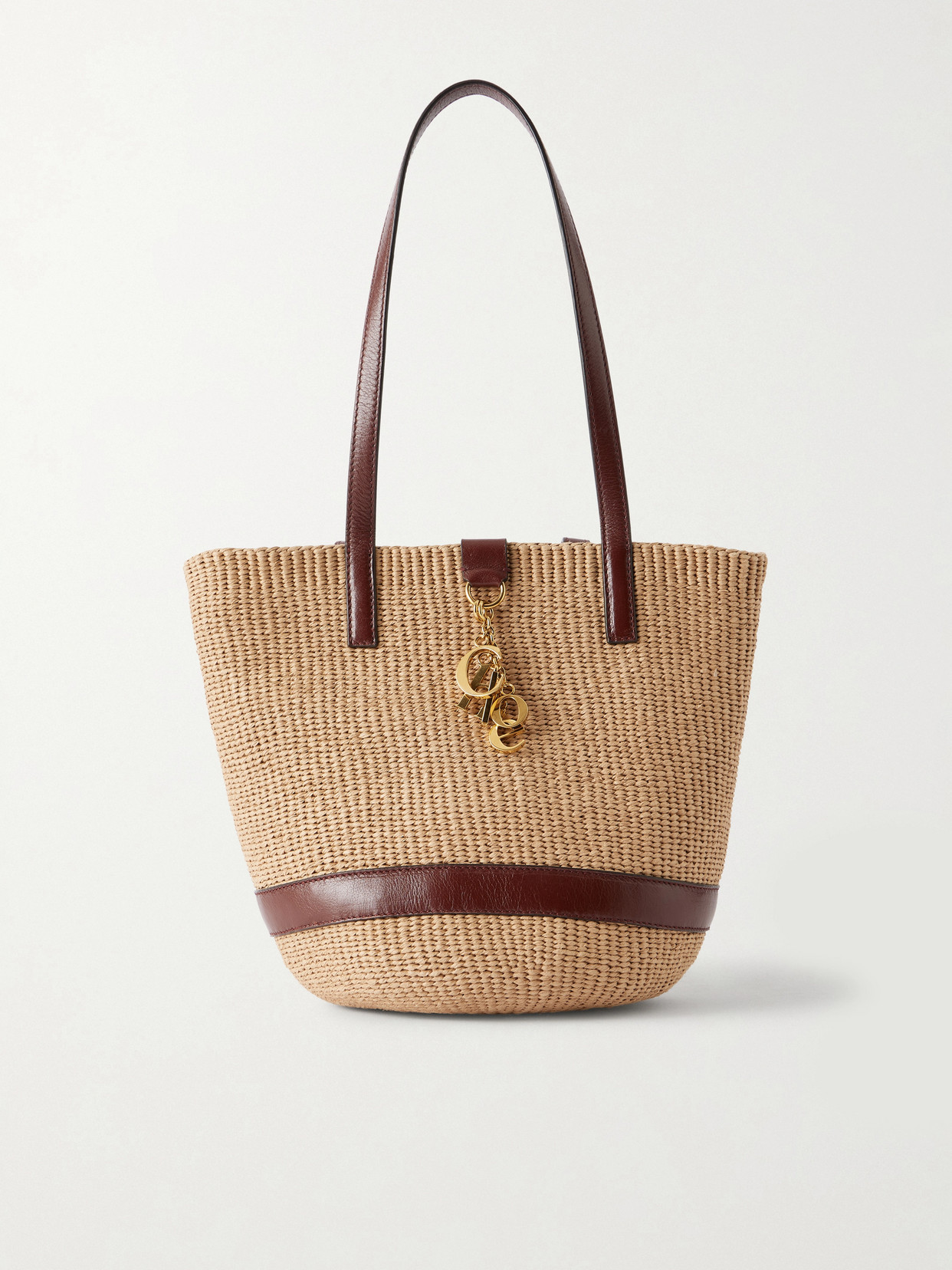 Chloé Leather-trimmed Raffia Tote Bag In Neutral