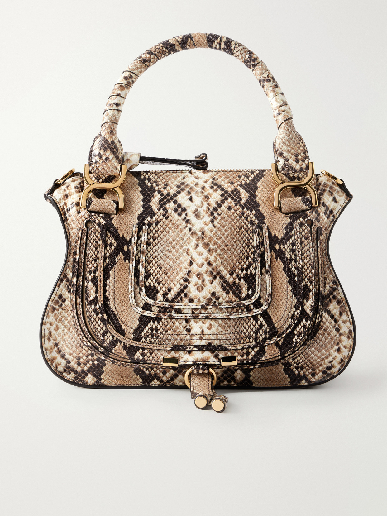 Chloé Marcie Snake-effect Leather Tote Bag In Multi