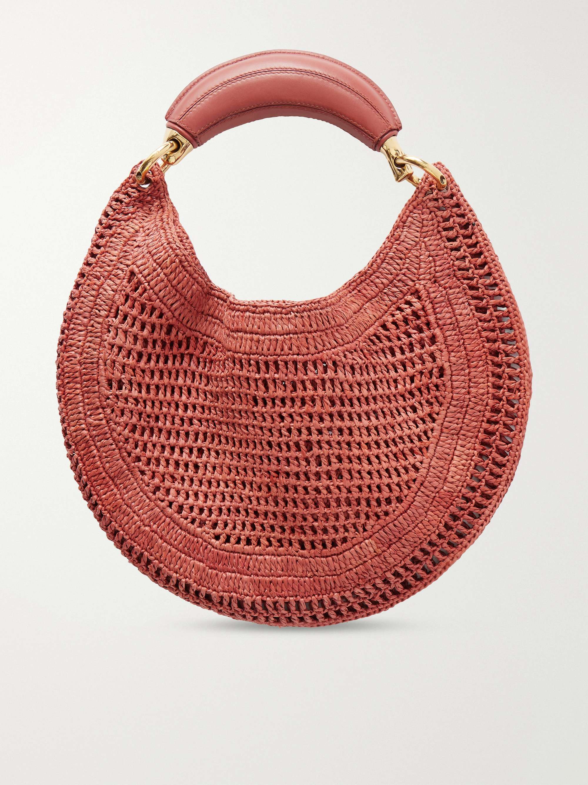 CHLOÉ Summer Banana leather-trimmed embroidered raffia tote | NET
