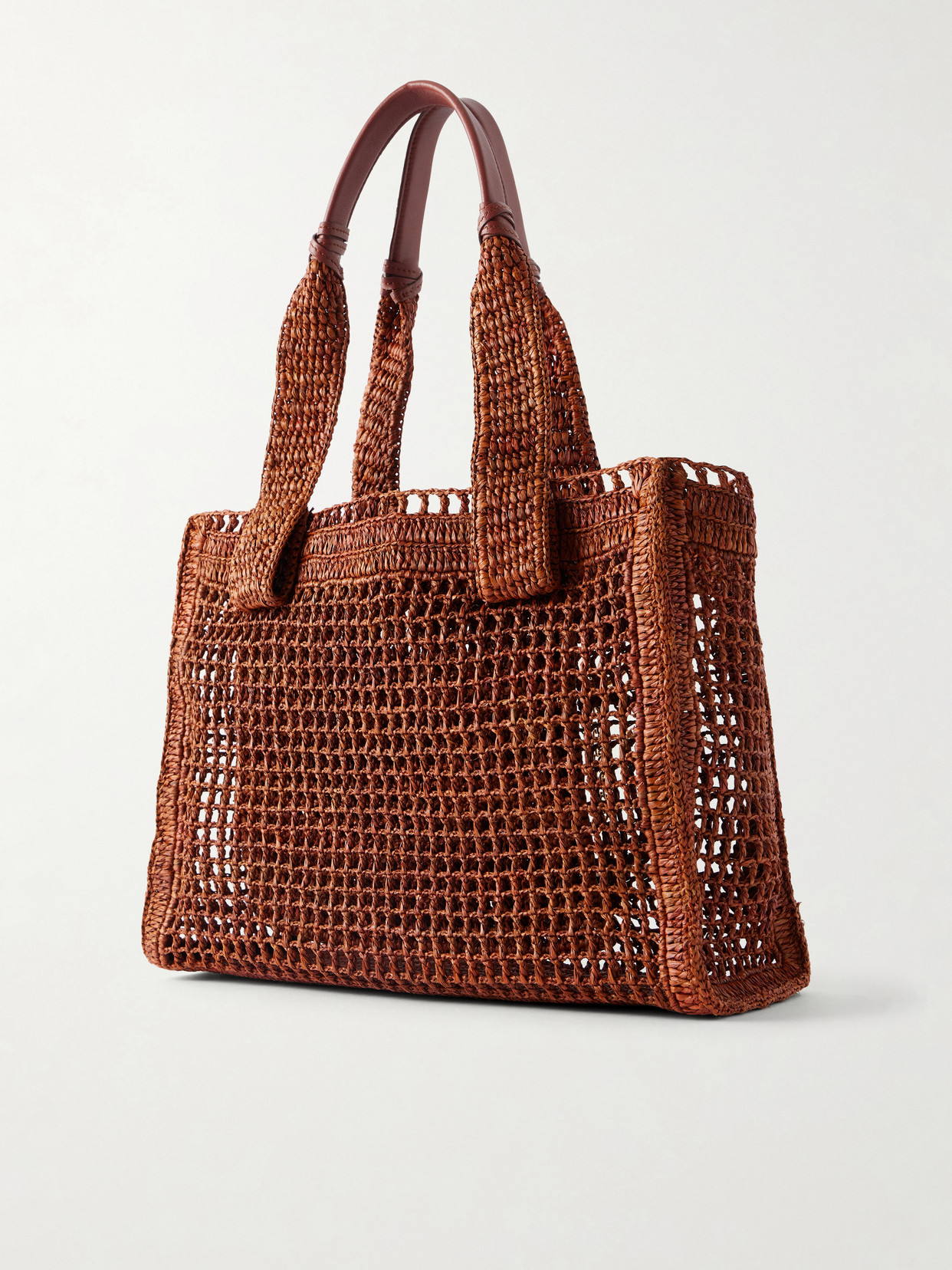 Chloé - Summer Banana Leather-Trimmed Raffia Tote