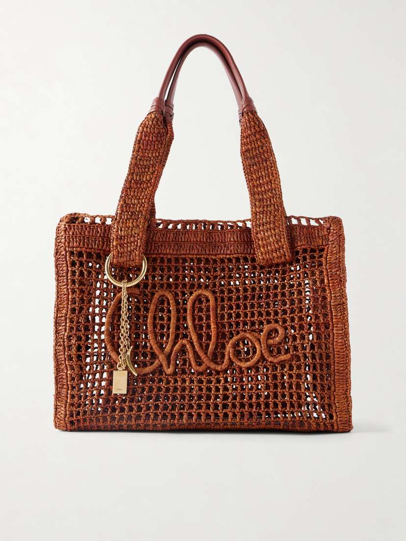 Chloé Summer Banana Leather-trimmed Raffia Tote | Thumbnail 7