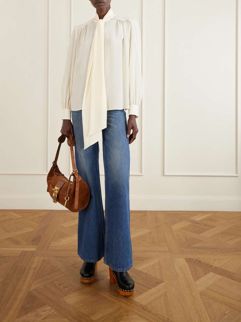 Chloé Paddington Embellished Leather-trimmed Suede Shoulder Bag | Thumbnail 3 Chloé Paddington Embellished Leather-trimmed Suede Shoulder Bag | Thumbnail 3
