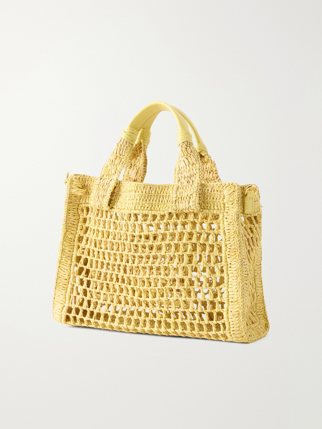 Chloé - Summer Banana Leather-Trimmed Raffia Tote Bag