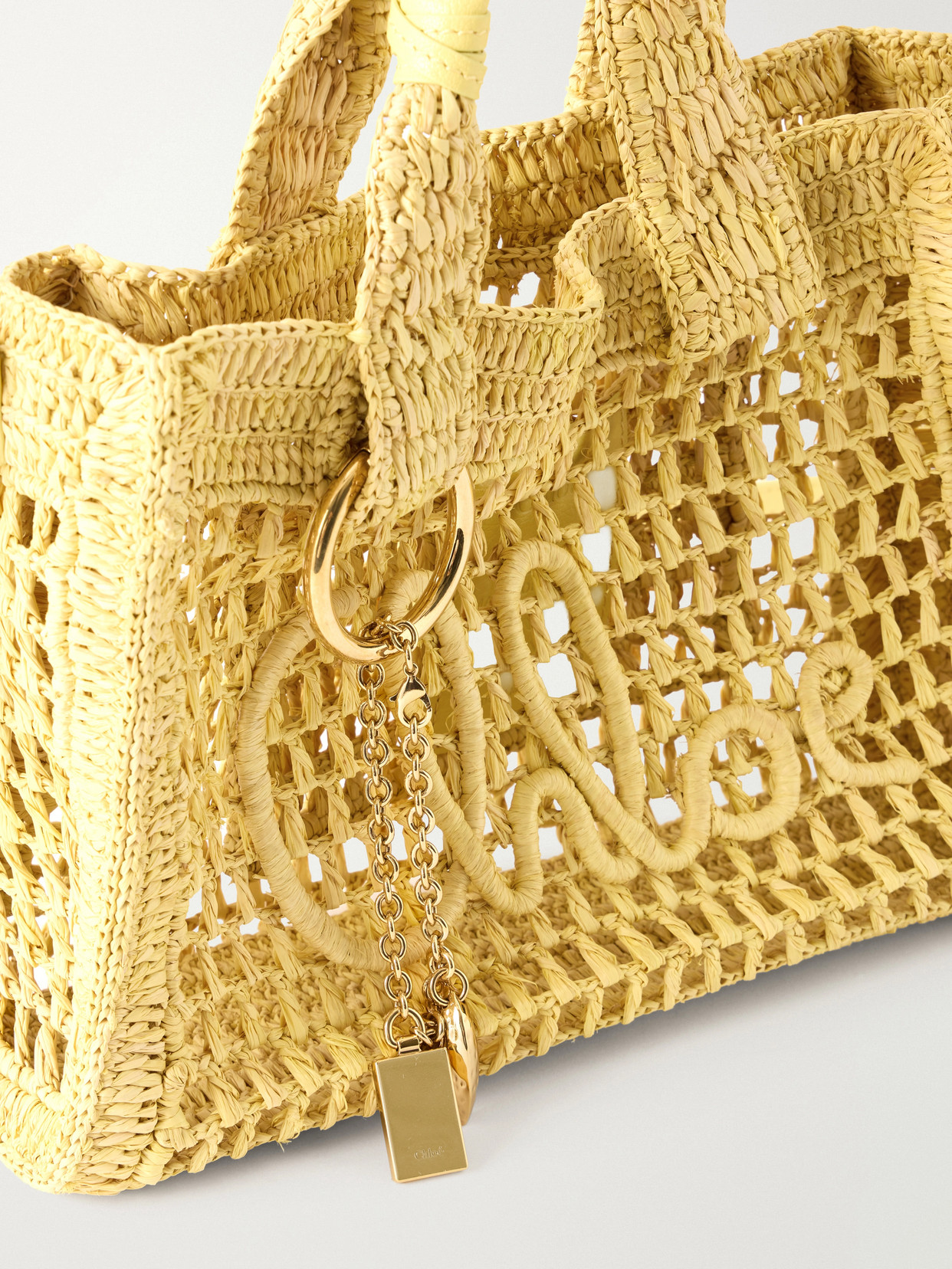 Chloé - Summer Banana Leather-Trimmed Raffia Tote Bag
