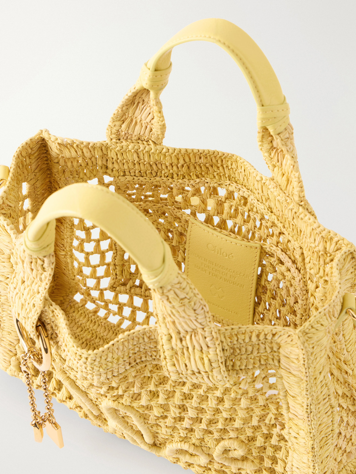 Chloé - Summer Banana Leather-Trimmed Raffia Tote Bag