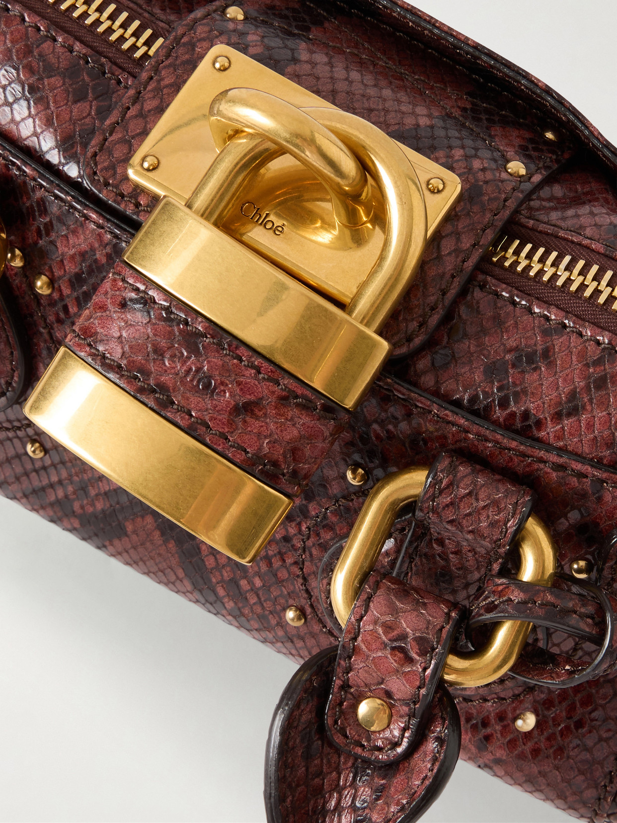 Chloé - Paddington Python-Effect Locket-Detail Shoulder Bag