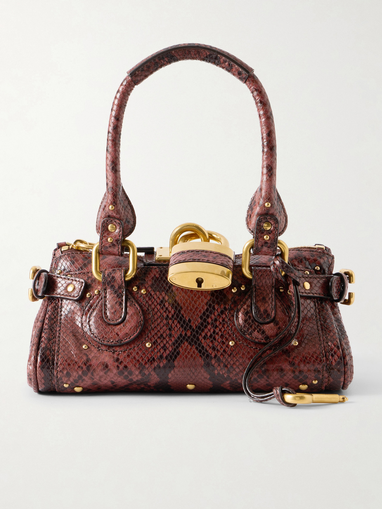 Chloé Phyton-effect Locket-detail Shoulder Bag In Brown