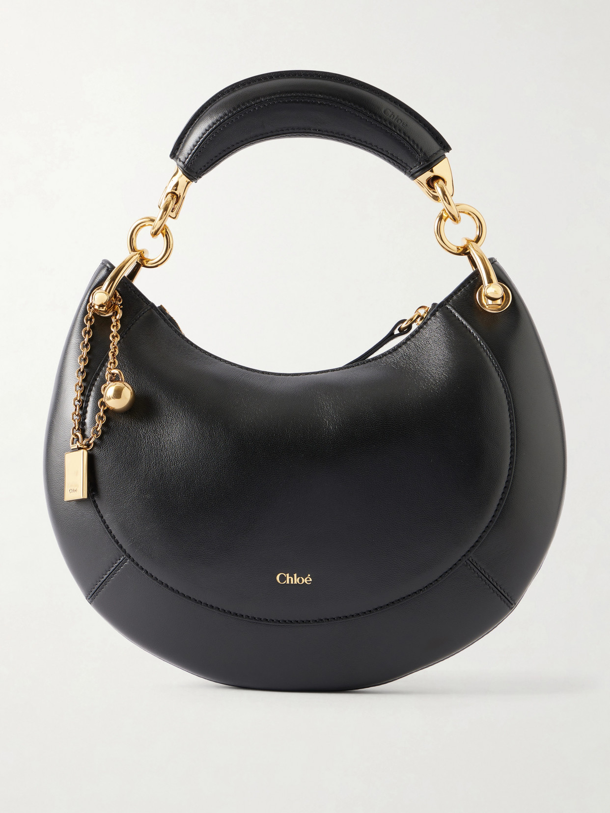 Chloé Banana Leather Shoulder Bag In Black