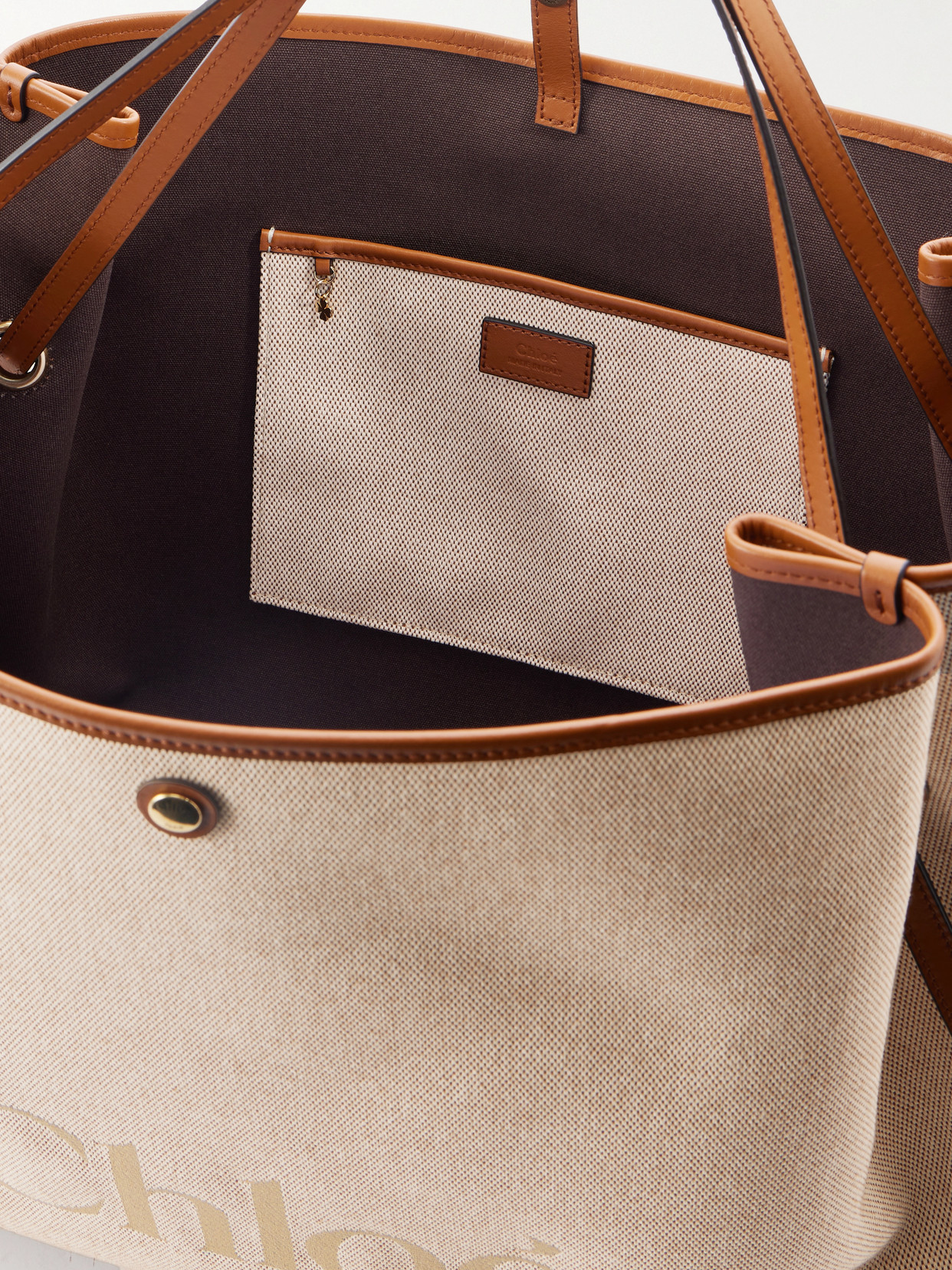 Chloé - Leather-Trimmed Canvas Tote Bag