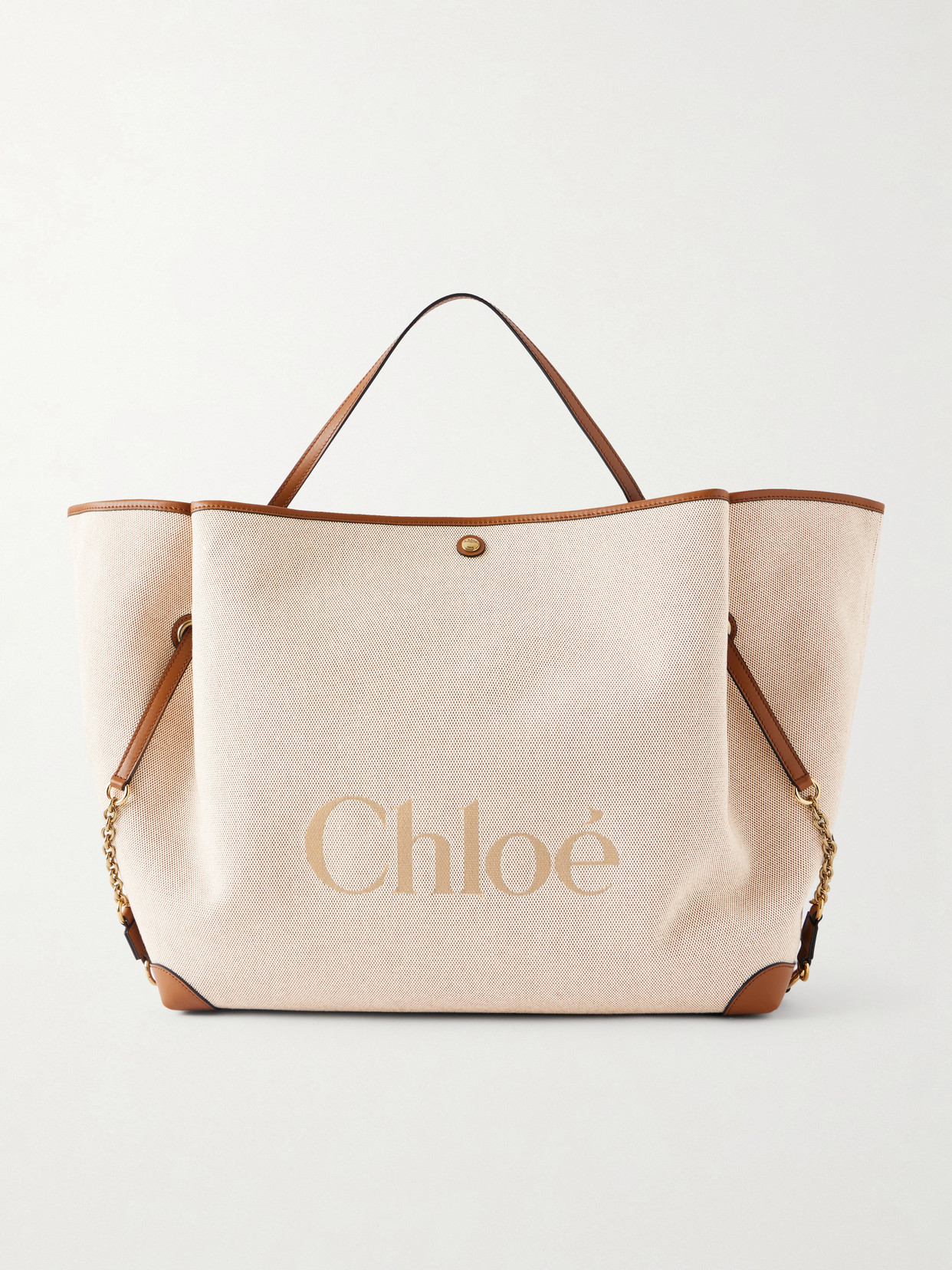 Chloé - Leather-trimmed Canvas Tote Bag - Neutrals