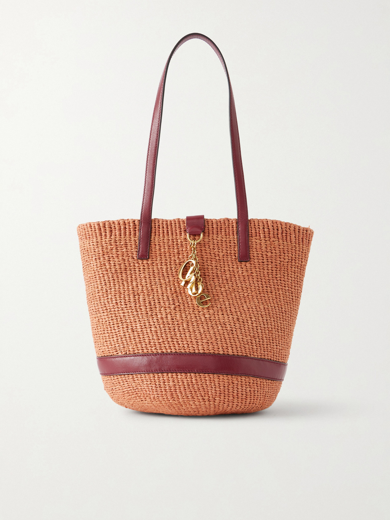 Chloé Leather-trimmed Raffia Tote Bag In Brown