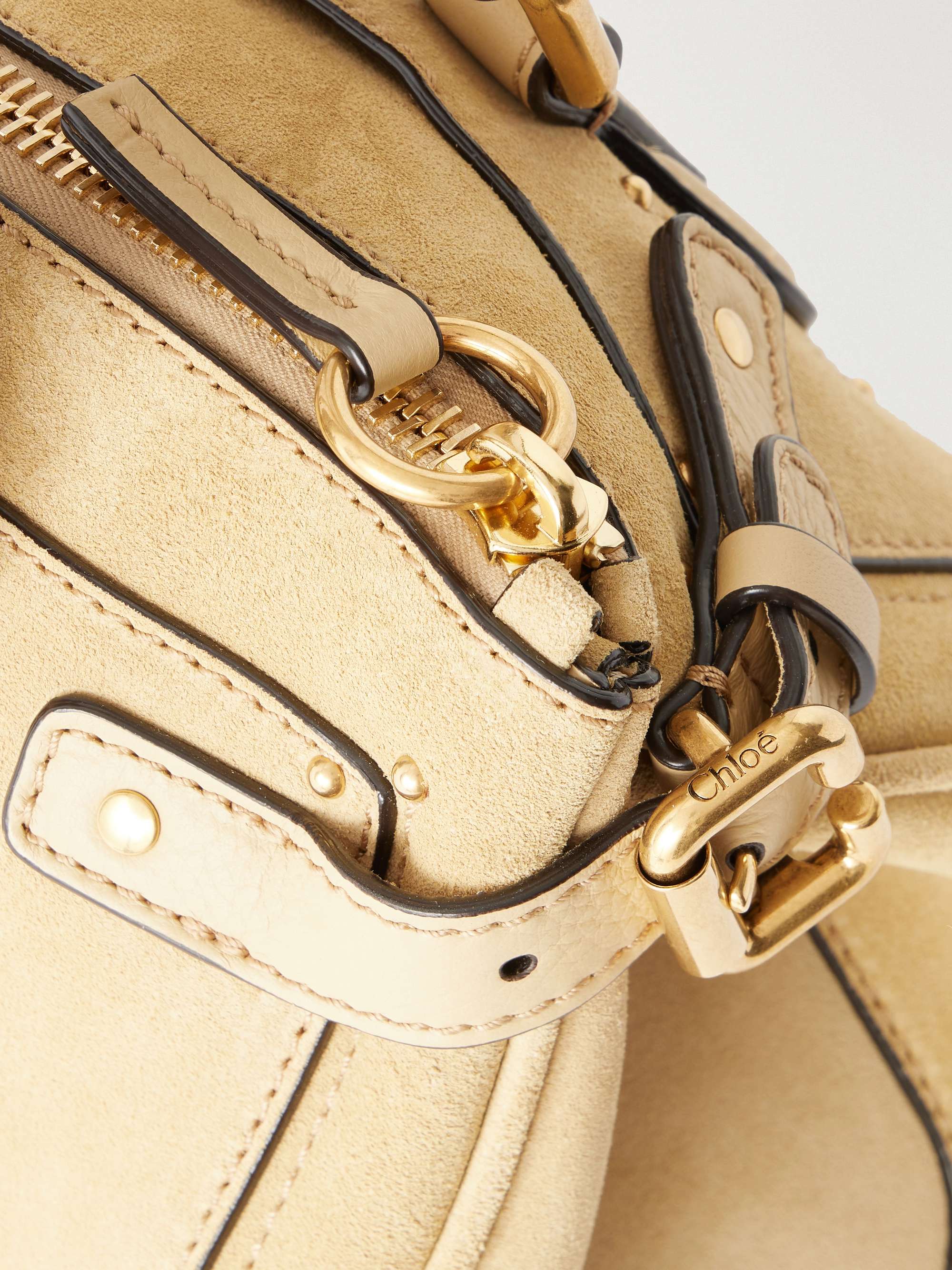CHLOÉ Paddington leather-trimmed suede shoulder bag | NET-A-PORTER