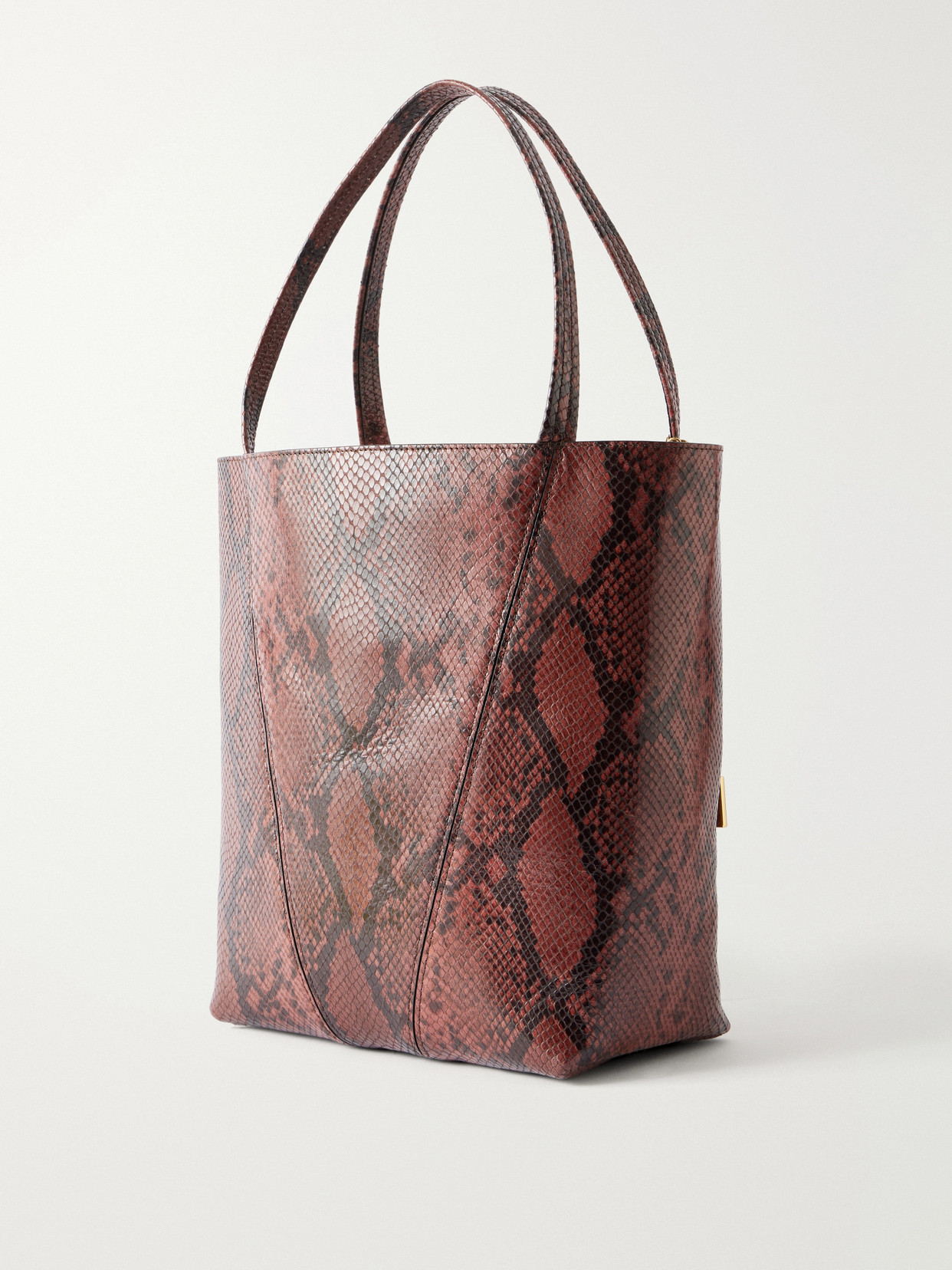 Chloé Spin Embellished Snake-effect Leather Tote In Multi