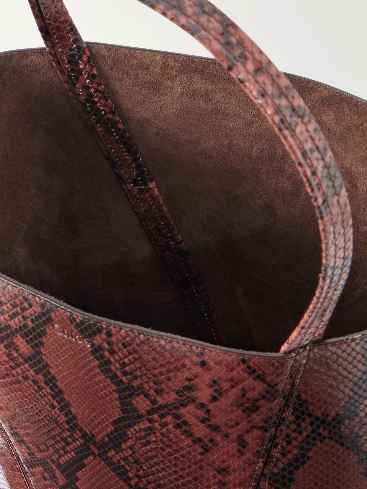 Chloé Spin Embellished Snake-effect Leather Tote In Multi
