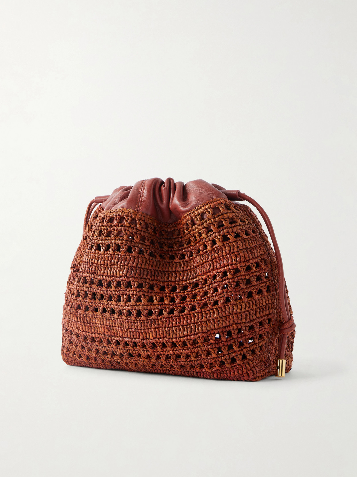 Chloé - Summer Banana Leather-Trimmed Raffia Shoulder Bag