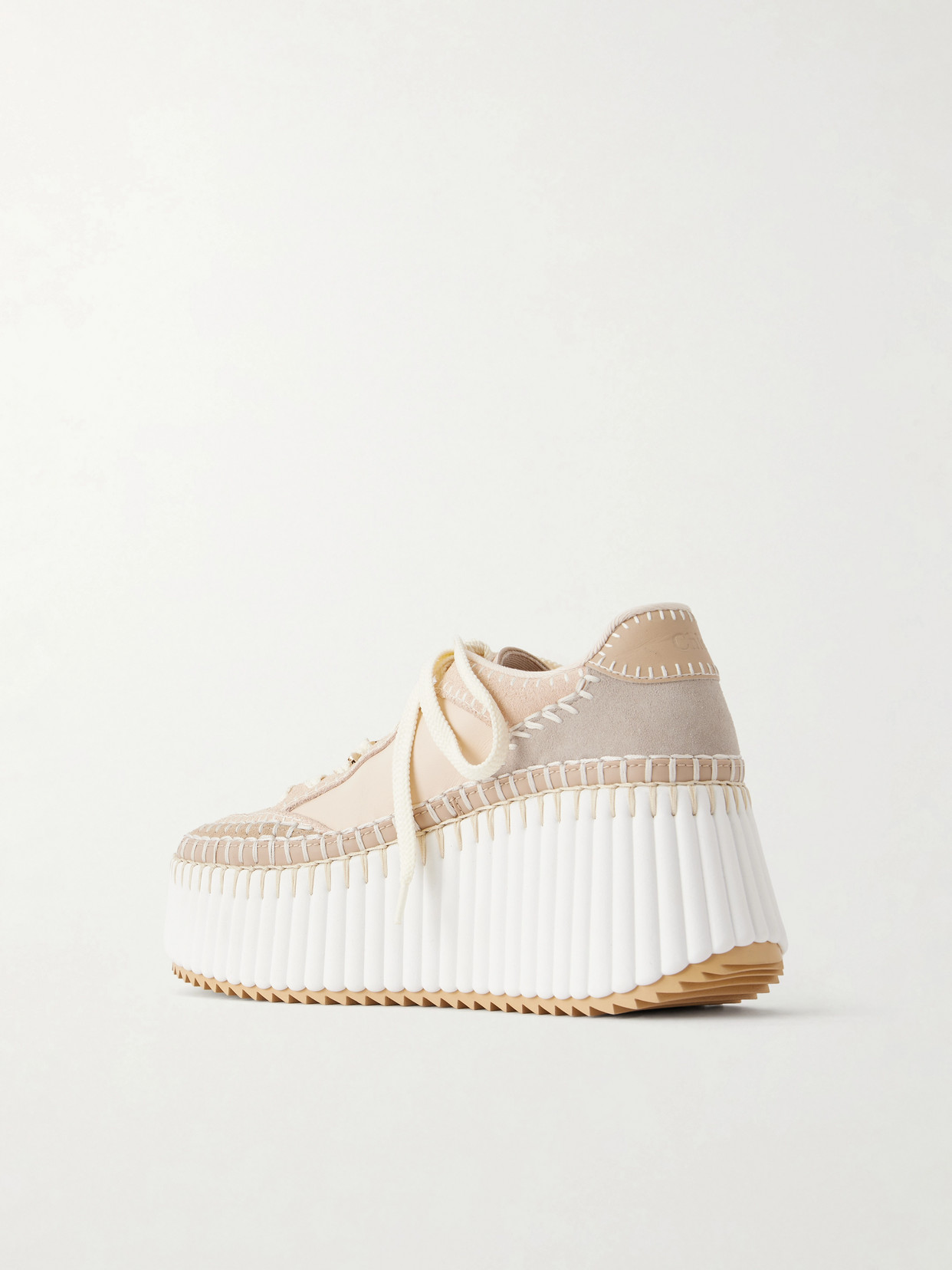 Chloé Nama Patchwork Suede-trimmed Leather Platform Sneakers In Multi