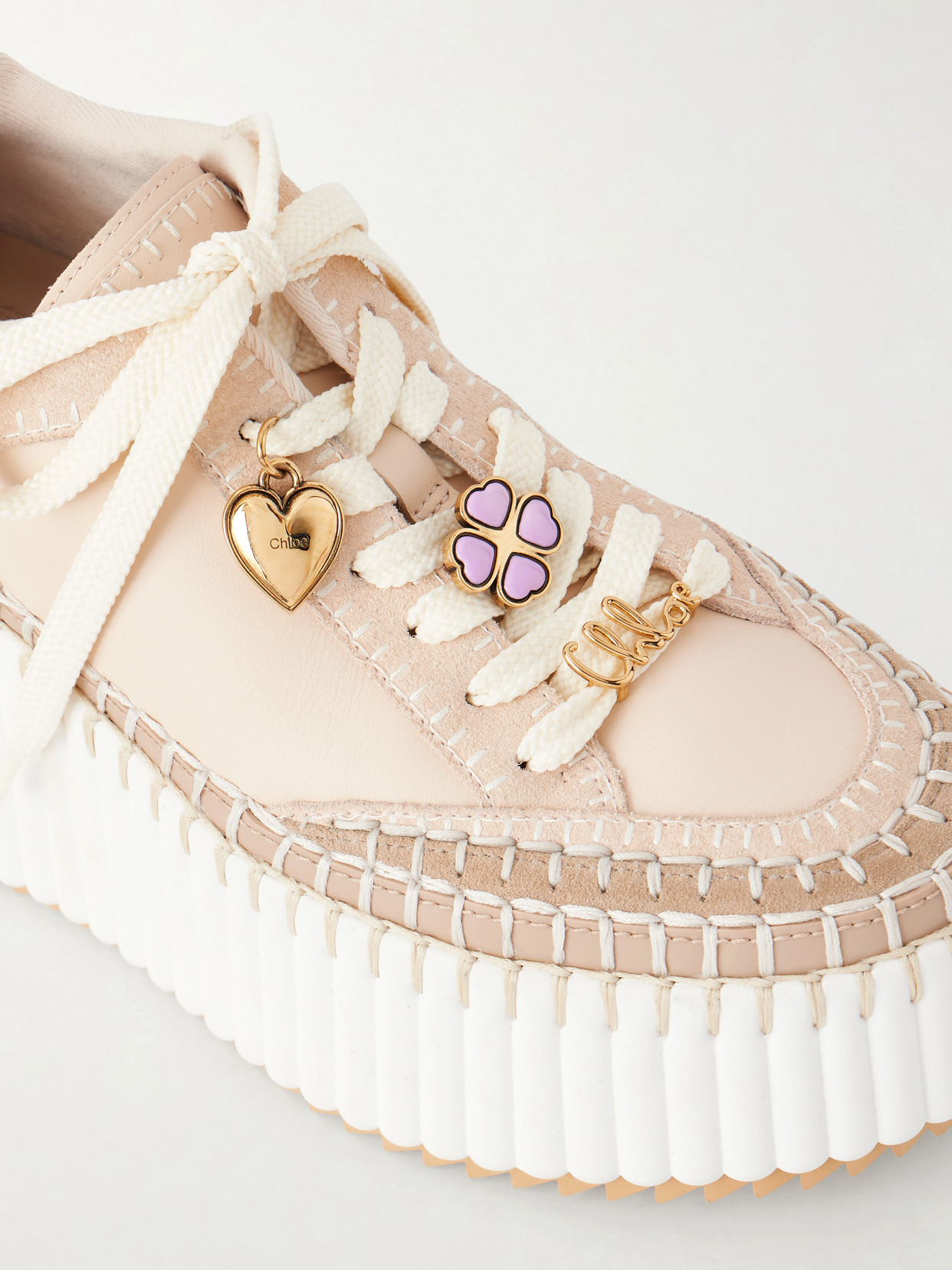 Chloé Nama Patchwork Suede-trimmed Leather Platform Sneakers In Multi