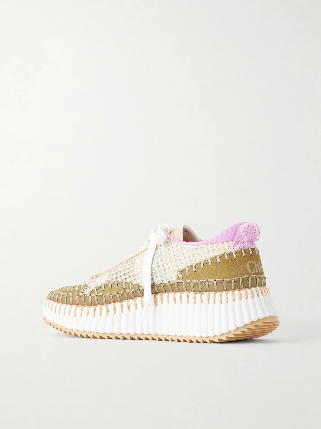 Chloé - Nama Embroidered Suede And Recycled-Mesh Sneakers
