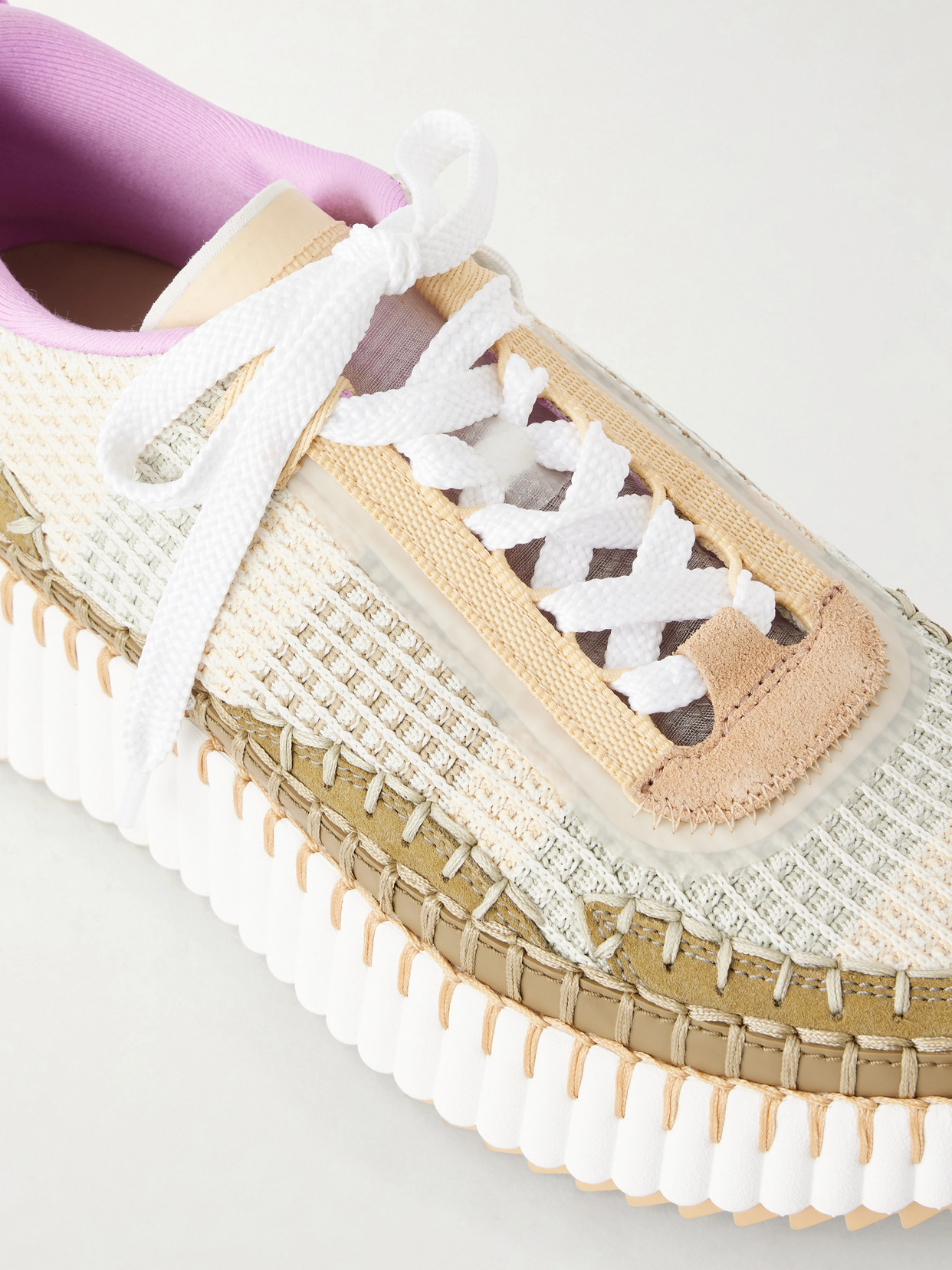 Chloé - Nama Embroidered Suede And Recycled-Mesh Sneakers