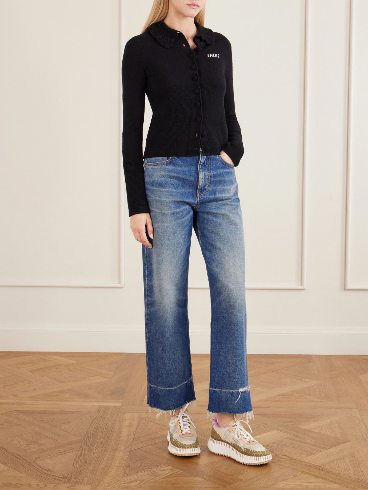 Chloé - Nama Embroidered Suede And Recycled-Mesh Sneakers