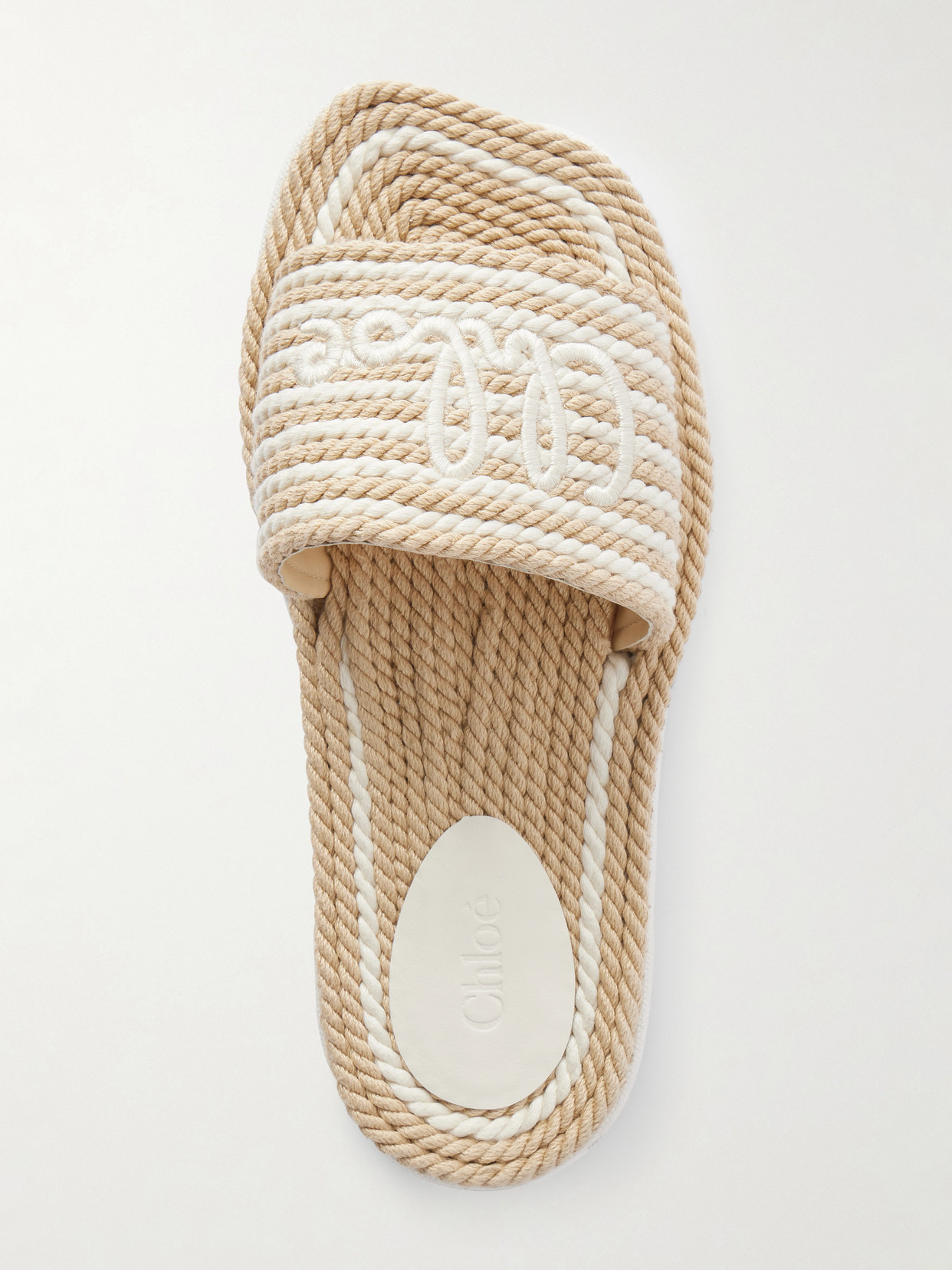 Chloé - Embroidered Striped Cord Slides