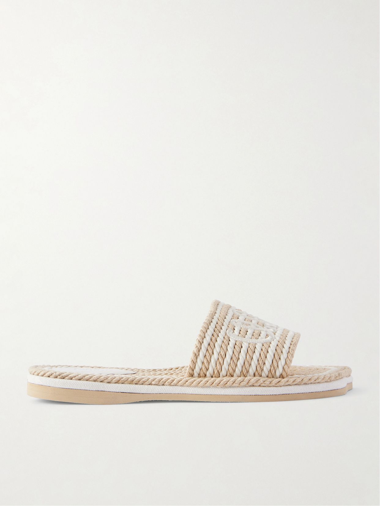 Embroidered Striped Cord Slides