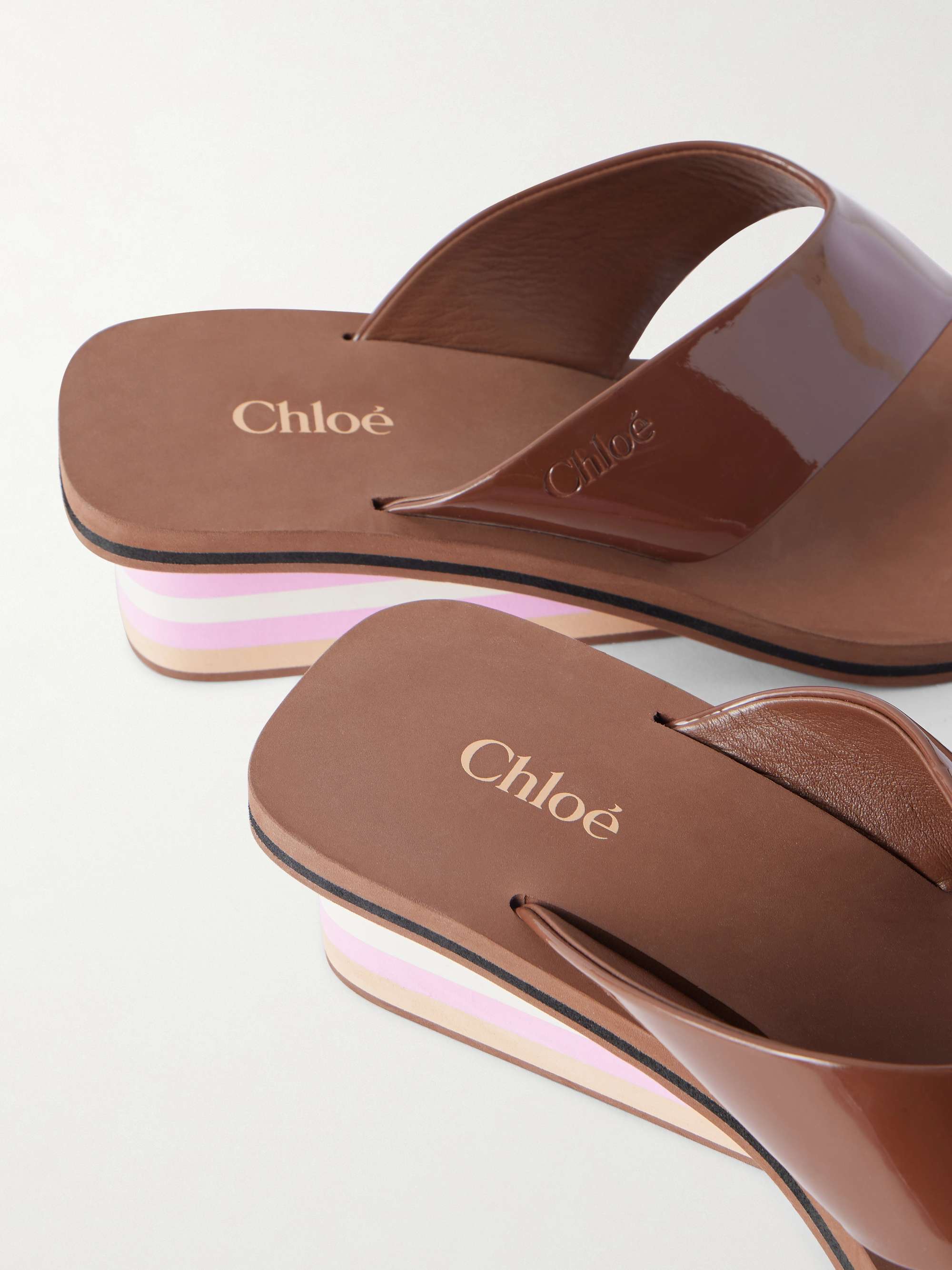 CHLOÉ Swimming Cool patent-leather sandals | NET-A-PORTER
