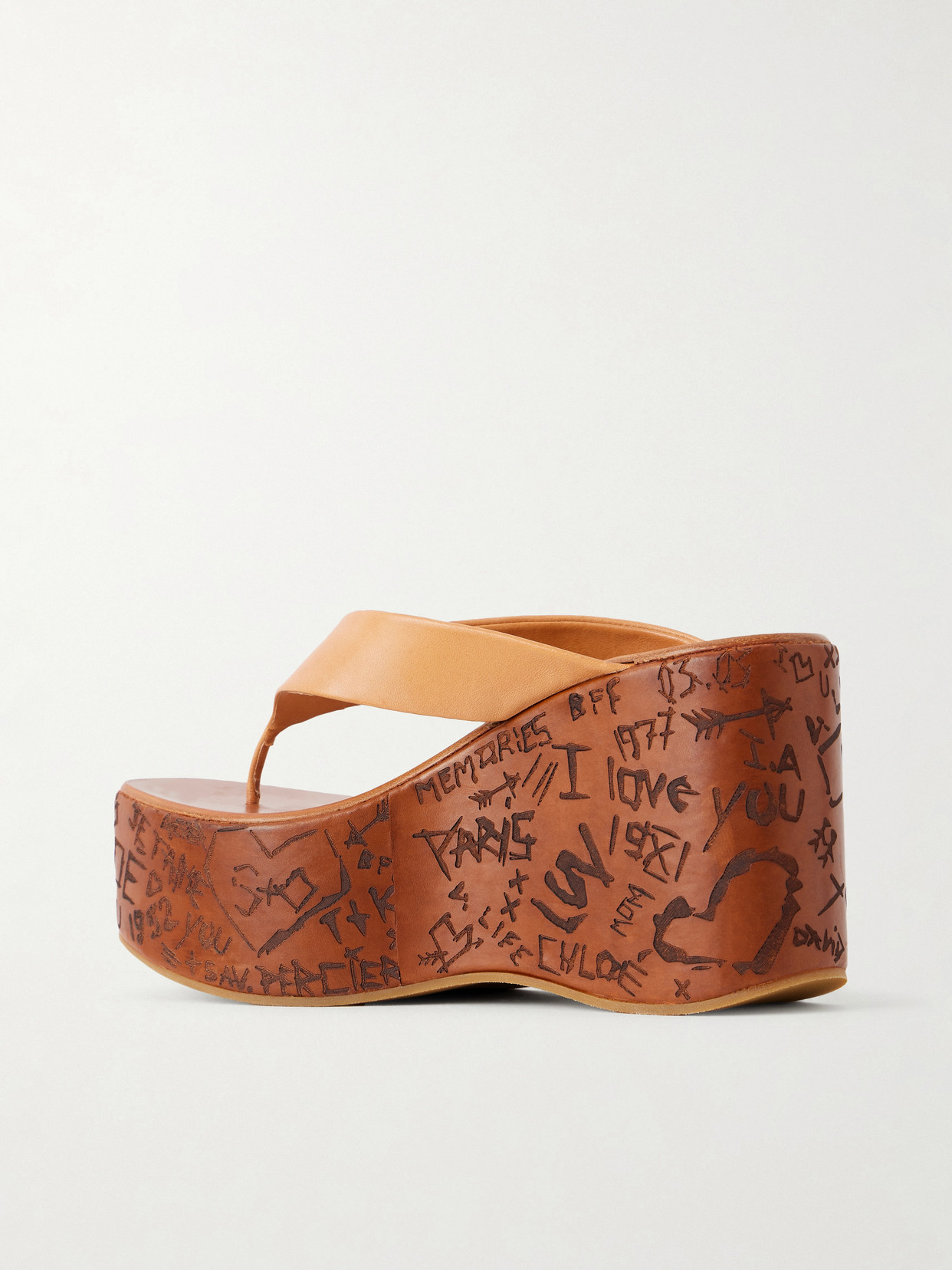 Chloé Leather Platform Thong Sandals In Brown