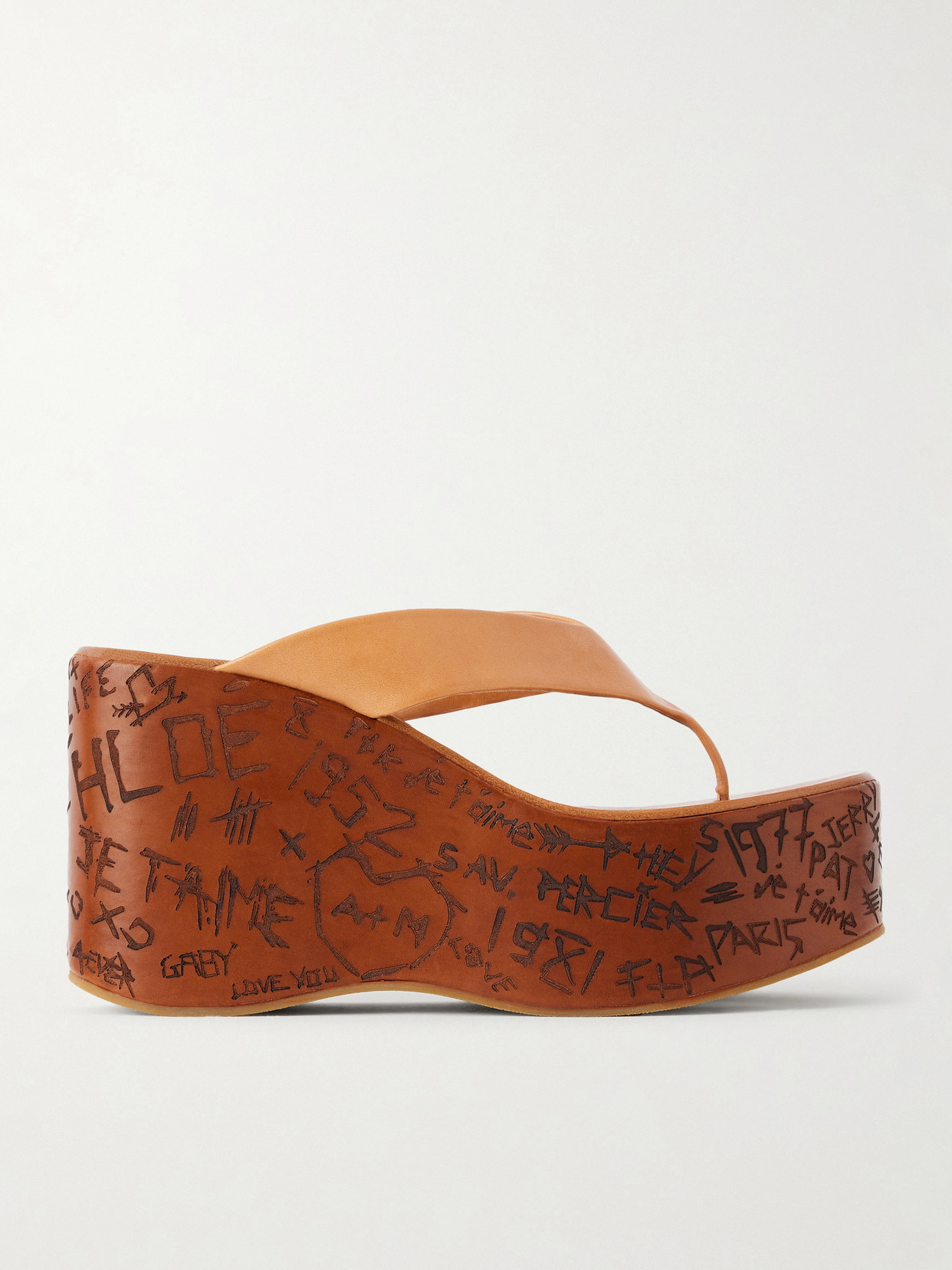 Chloé Leather Platform Thong Sandals