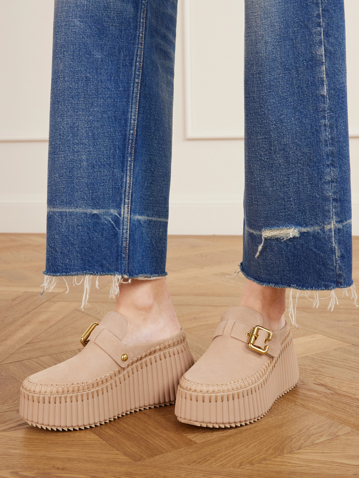 Chloé - Nama Suede Platform Mules