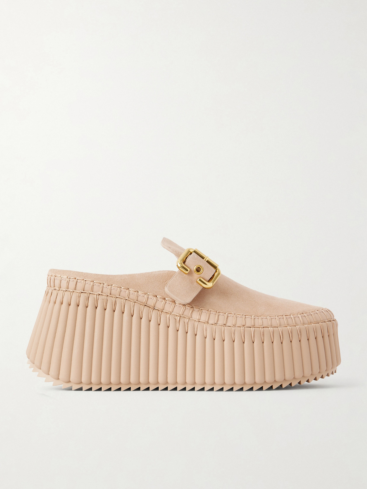 Chloé Nama Suede Platform Mules In Brown