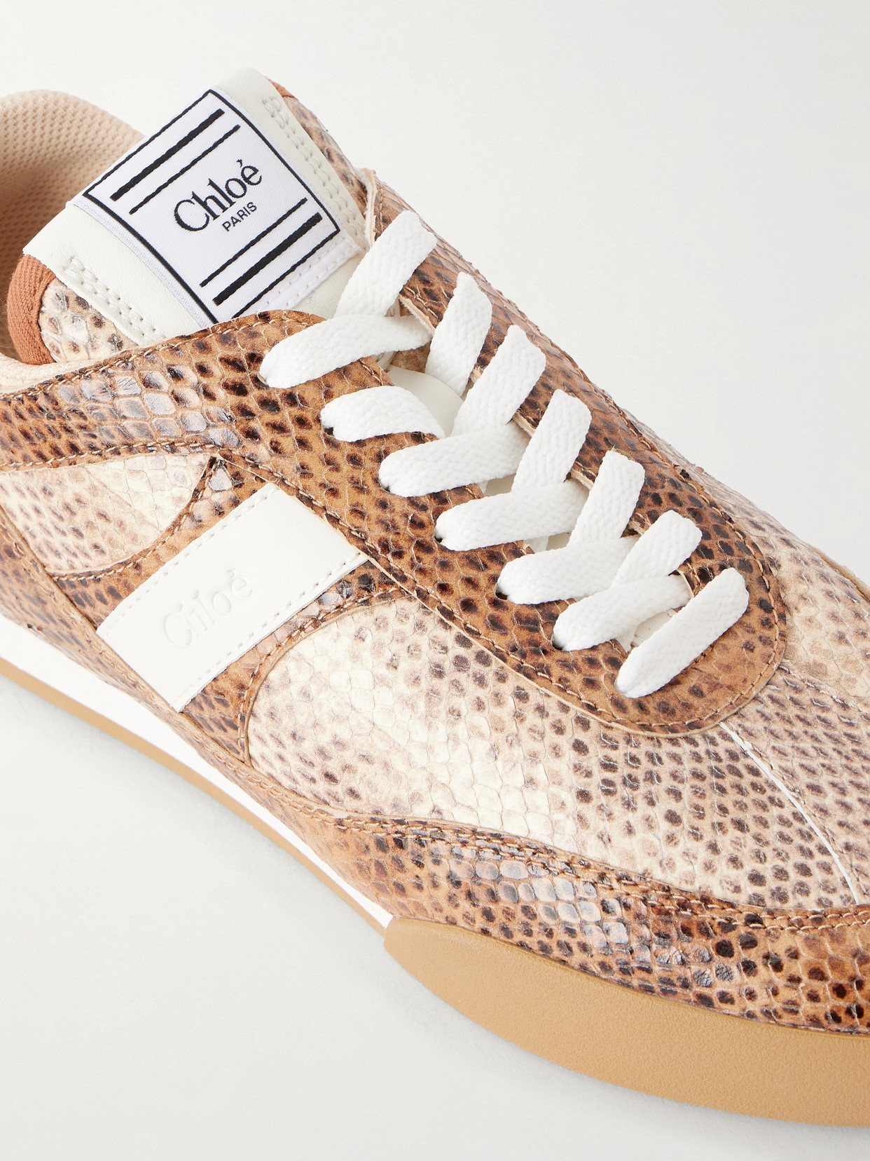 Chloé - Kick Snake-Effect Leather Low Top Sneakers