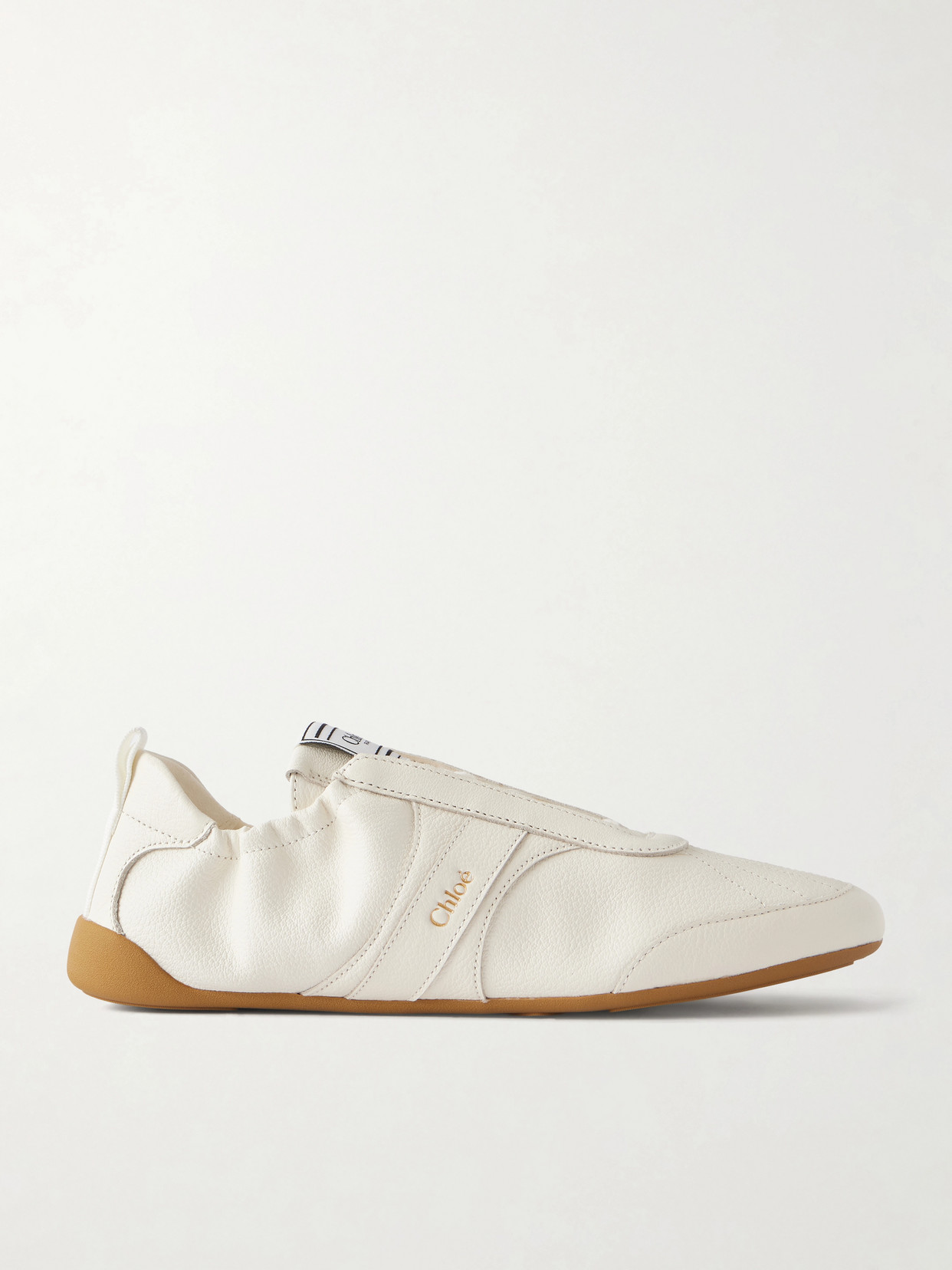 Chloé Kick Textured-leather Low-top Sneakers In Neutral
