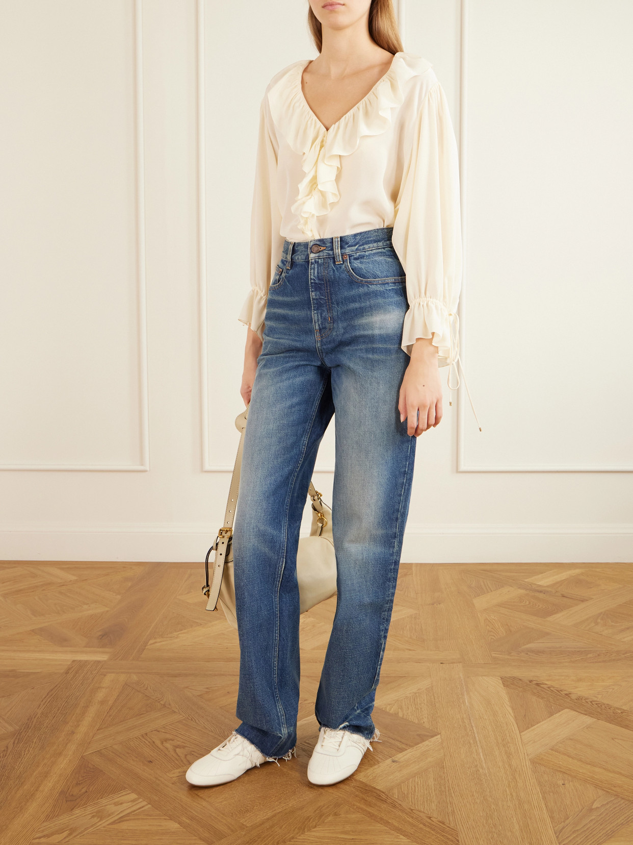 Chloé - Kick Textured-Leather Low-Top Sneakers