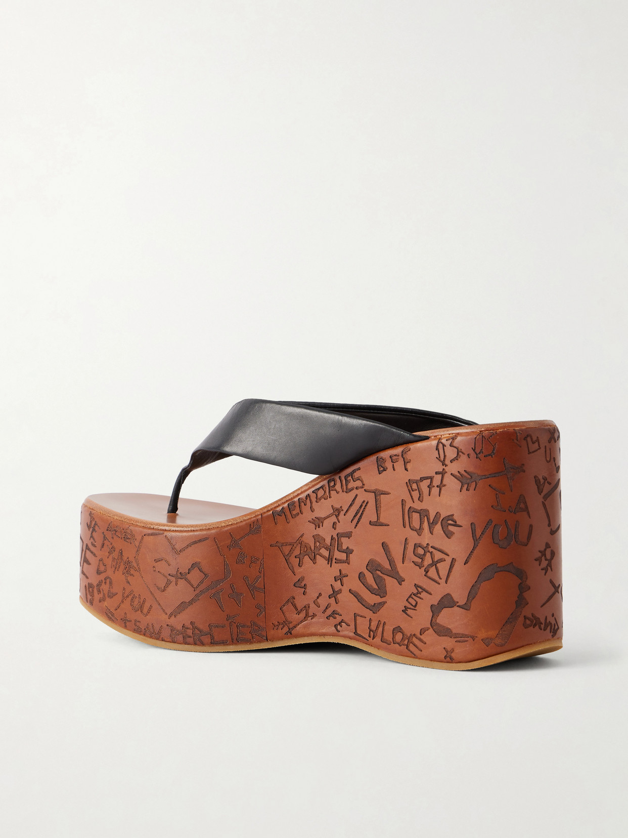 Chloé Maxime Graffiti-print Wedge Sandals In Black