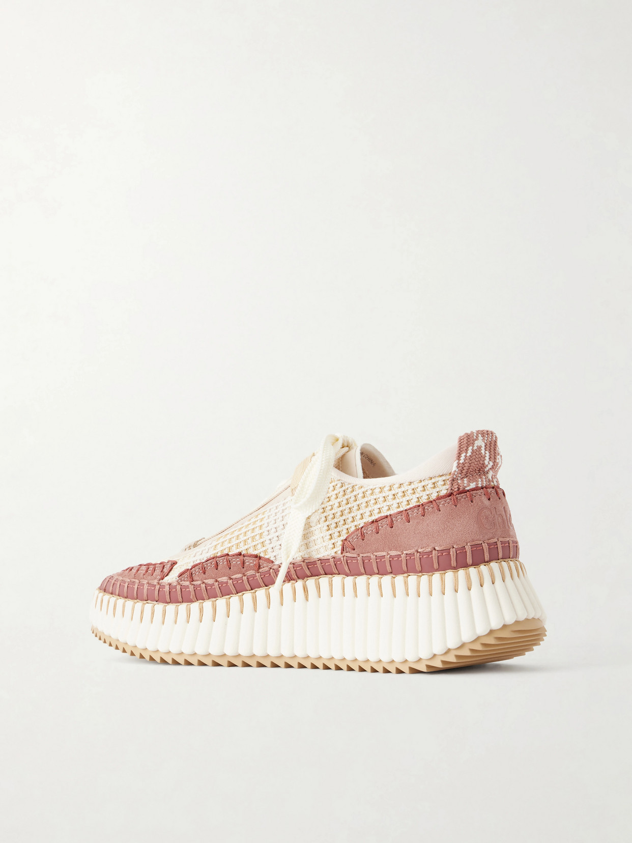 Chloé - Nama Embroidered Suede And Recycled-Mesh Sneakers