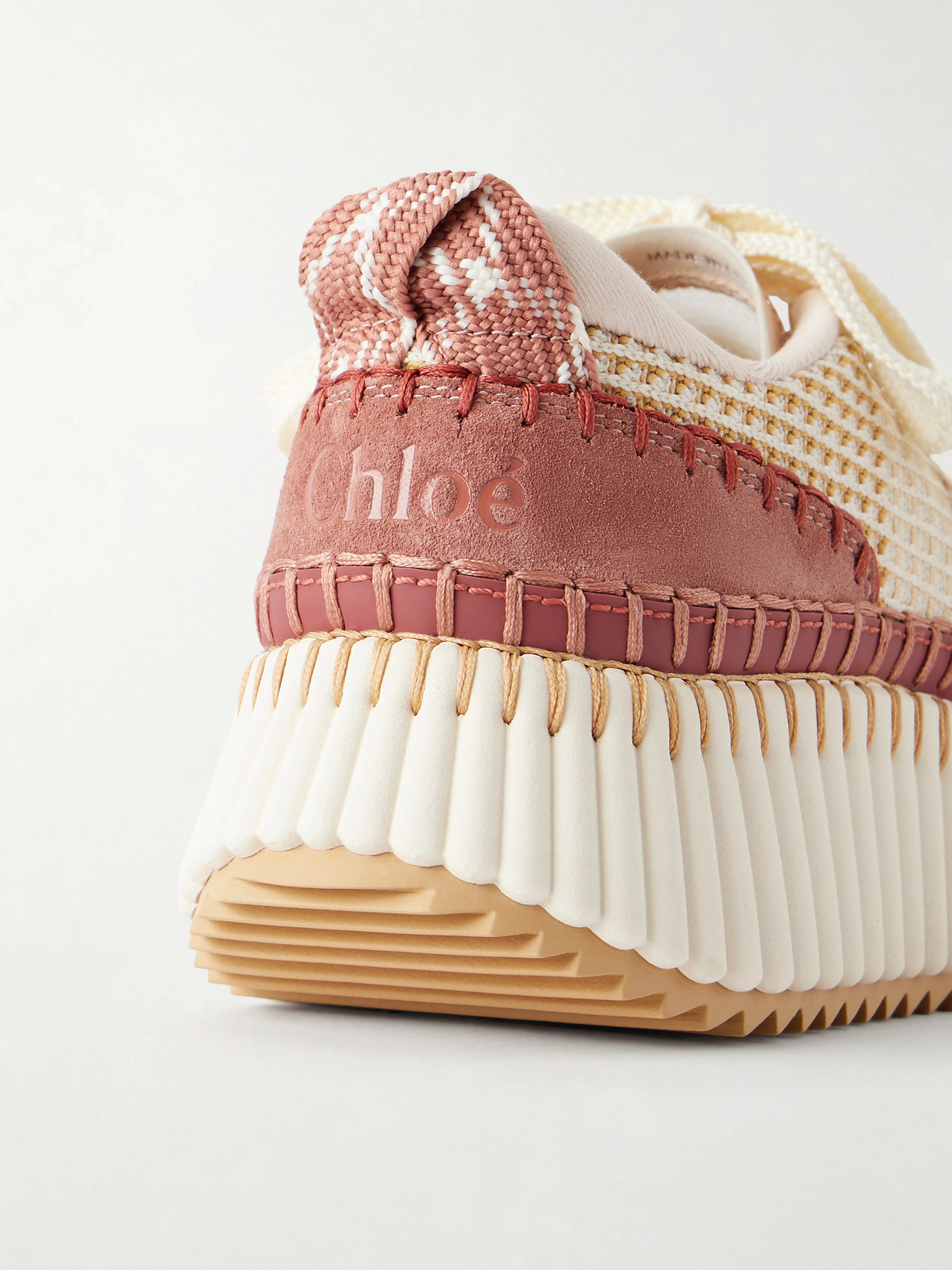 Chloé - Nama Embroidered Suede And Recycled-Mesh Sneakers