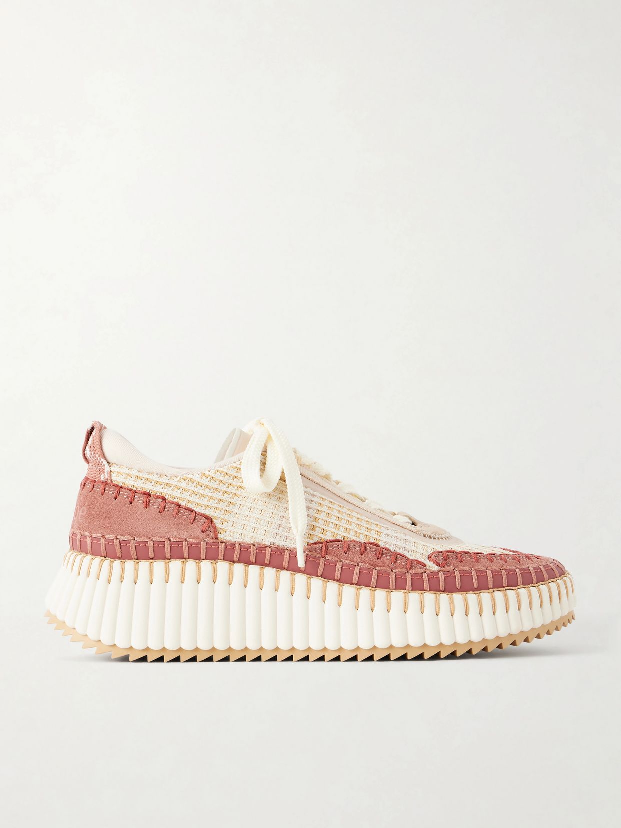Nama embroidered suede and recycled-mesh sneakers